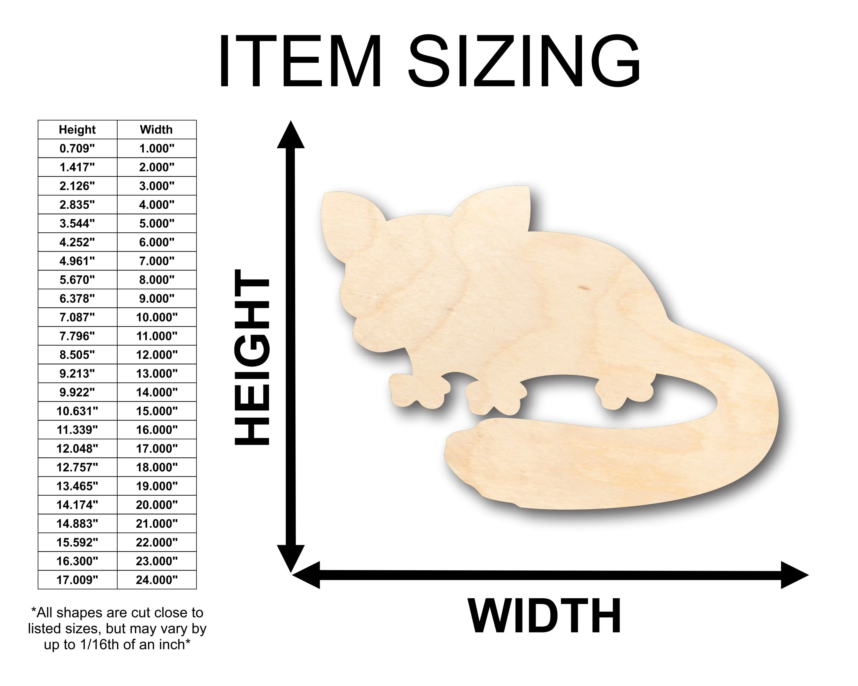 Unfinished Wood Sugar Glider Shape - Craft - up to 46" DIY - Image 2