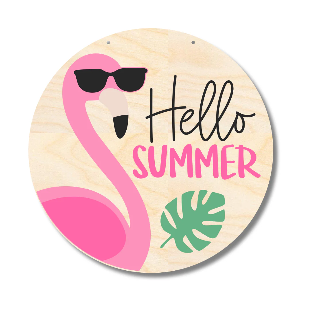 Unfinished Wood Summer Flamingo Door Sign Kit | Wood Craft Cutouts | 1/4" Thick | - Image 2
