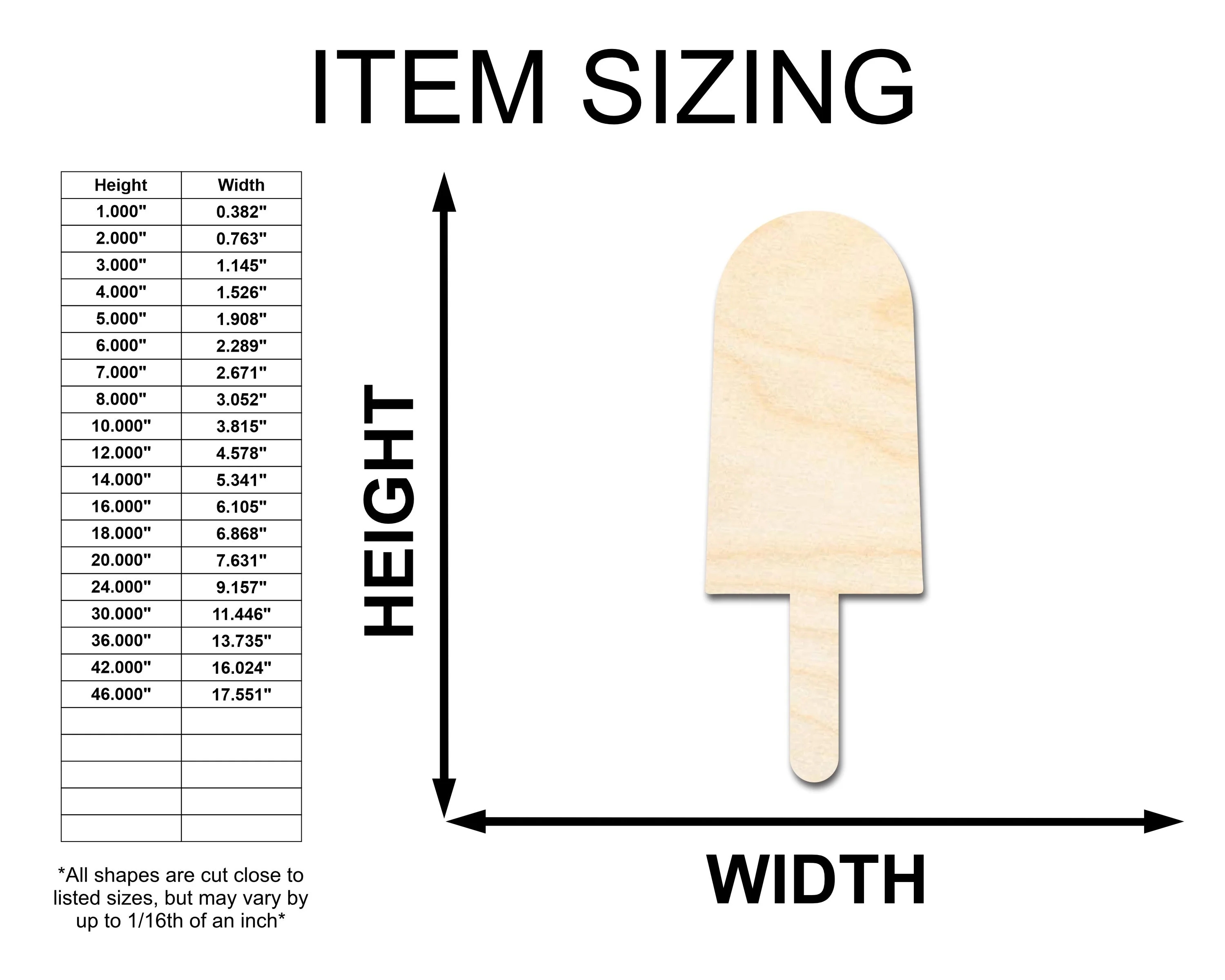 Unfinished Wood Summer Popsicle Shape | Ice Cream | Food | Craft Cutout | up to 46" DIY - Image 2