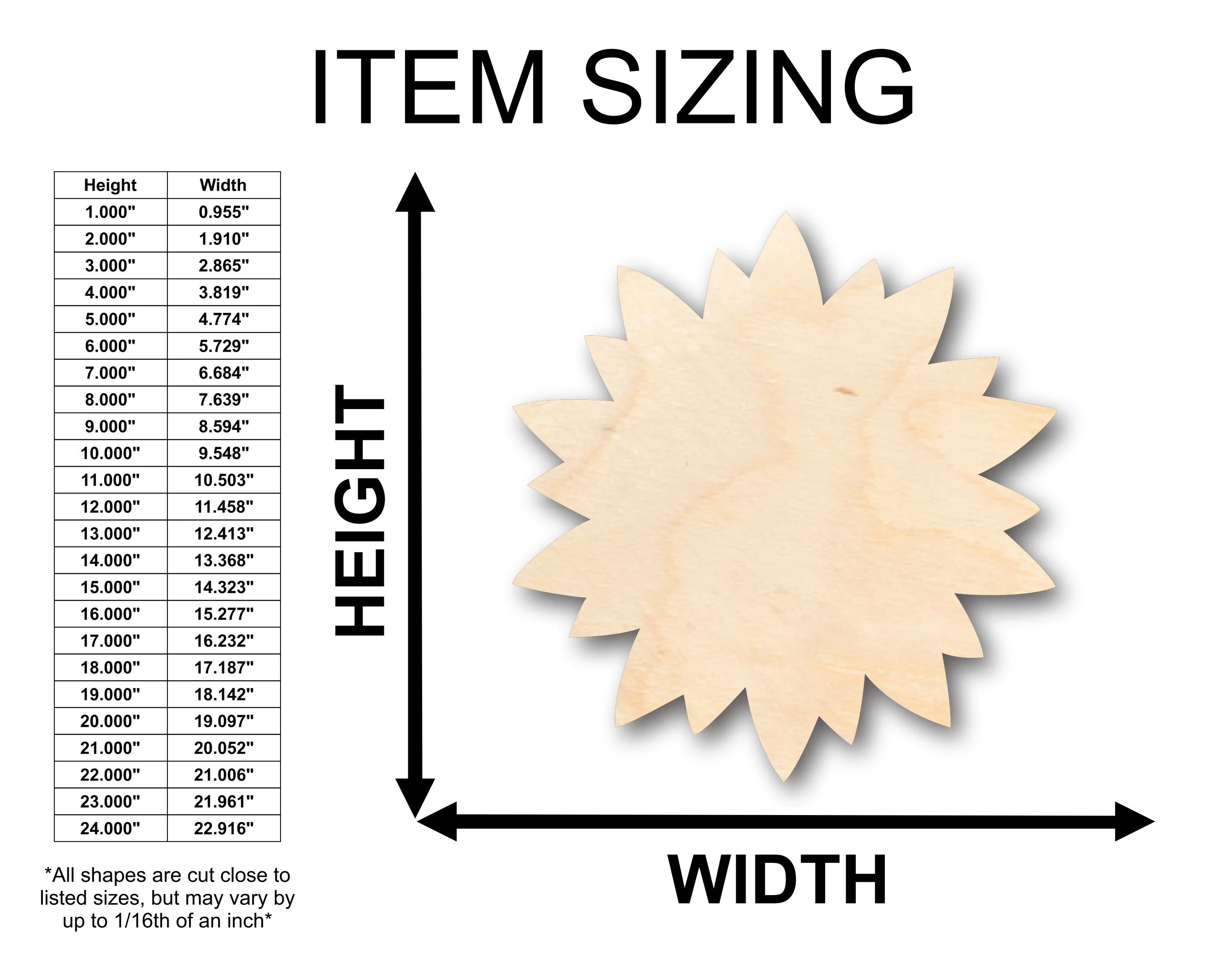 Unfinished Wood Sun Flower Petals Shape - Craft - up to 46" DIY - Image 2