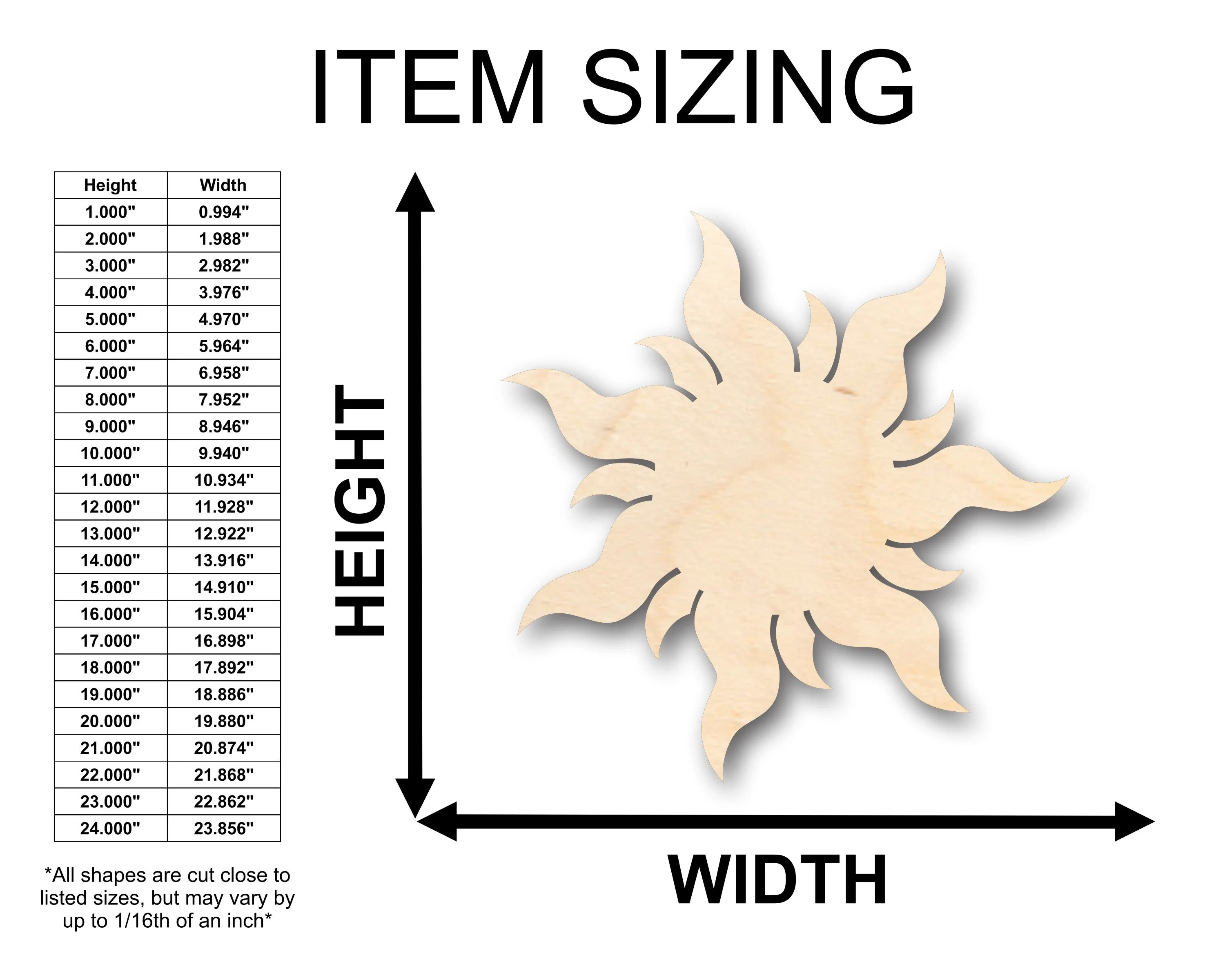 Unfinished Wood Sun Shape - Craft - up to 46" DIY - Image 2