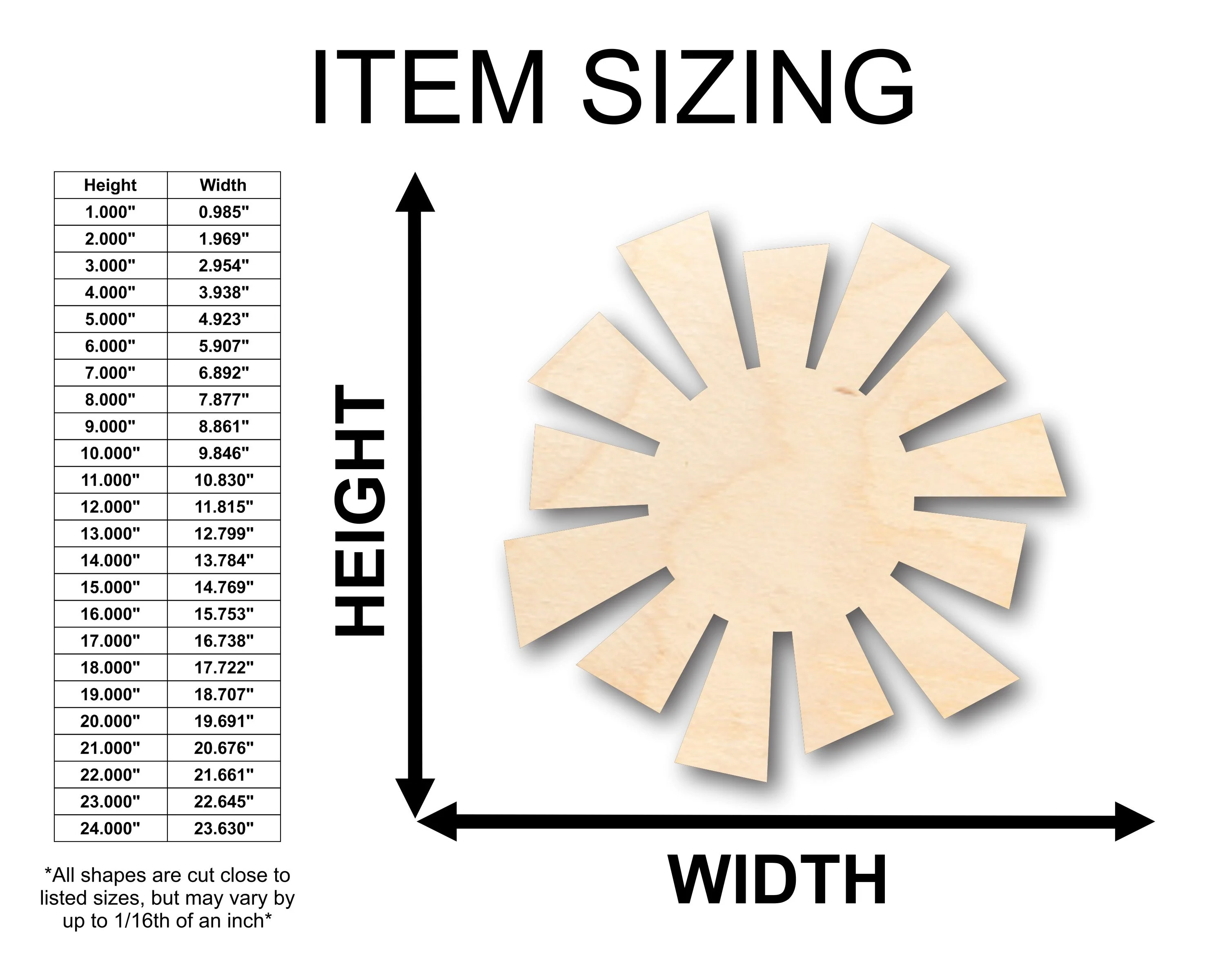 Unfinished Wood Sun Shape - Craft - up to 46" DIY - Image 2