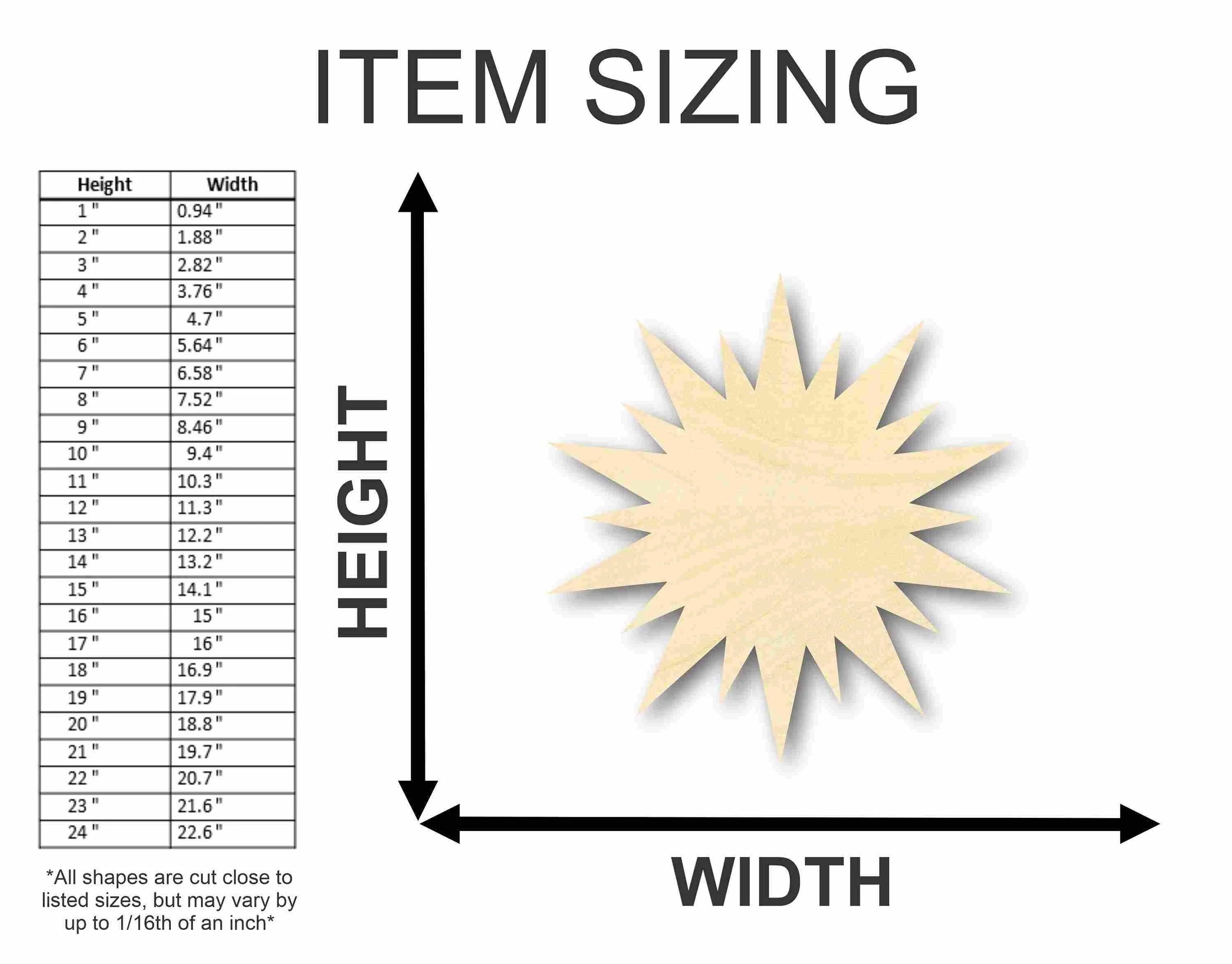 Unfinished Wood Sun Star Shape - Space - Nursery - Craft - up to 46"  DIY - Image 2