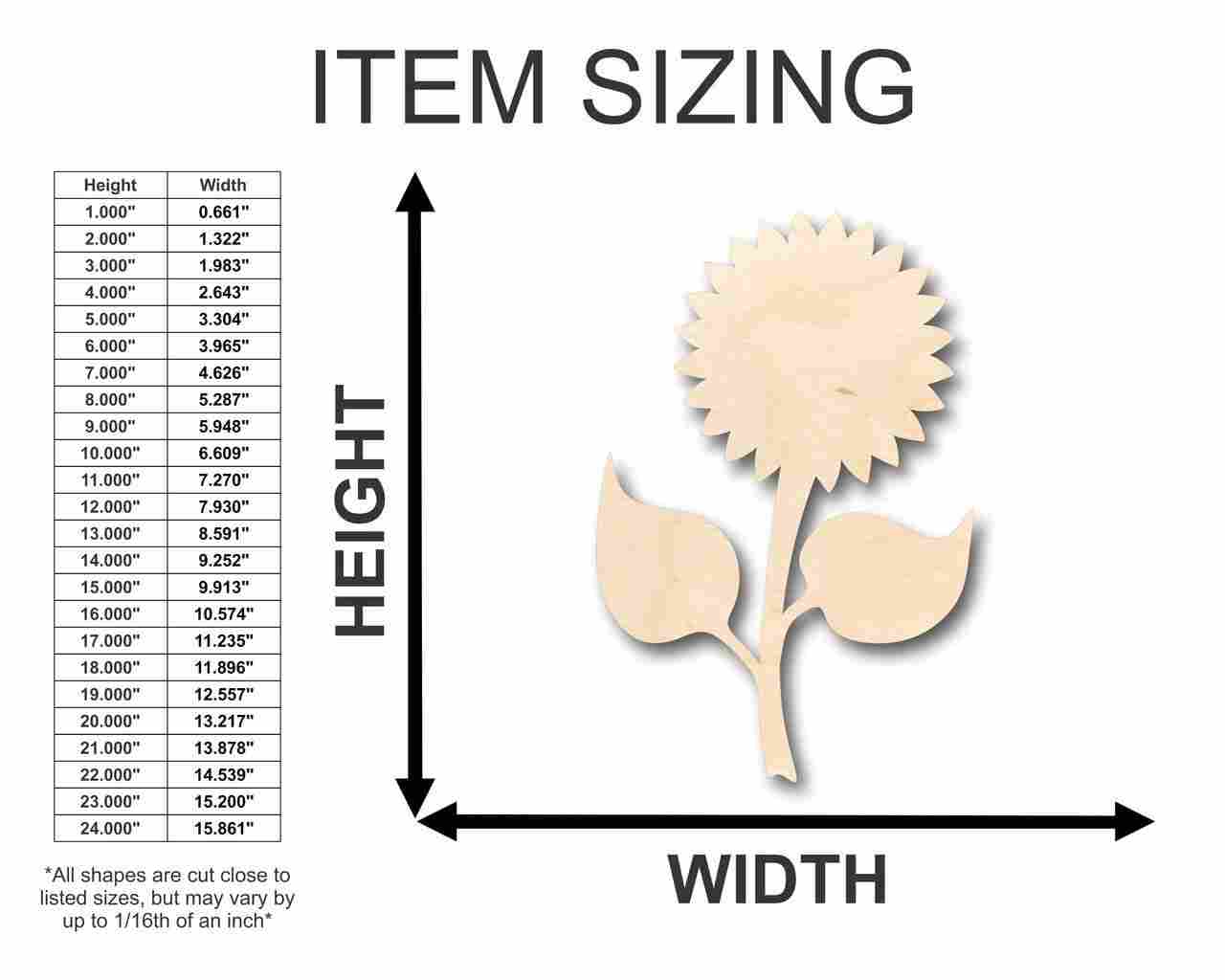 Unfinished Wood Sunflower Shape - Garden - Flower - Craft - up to 46" DIY - Image 2