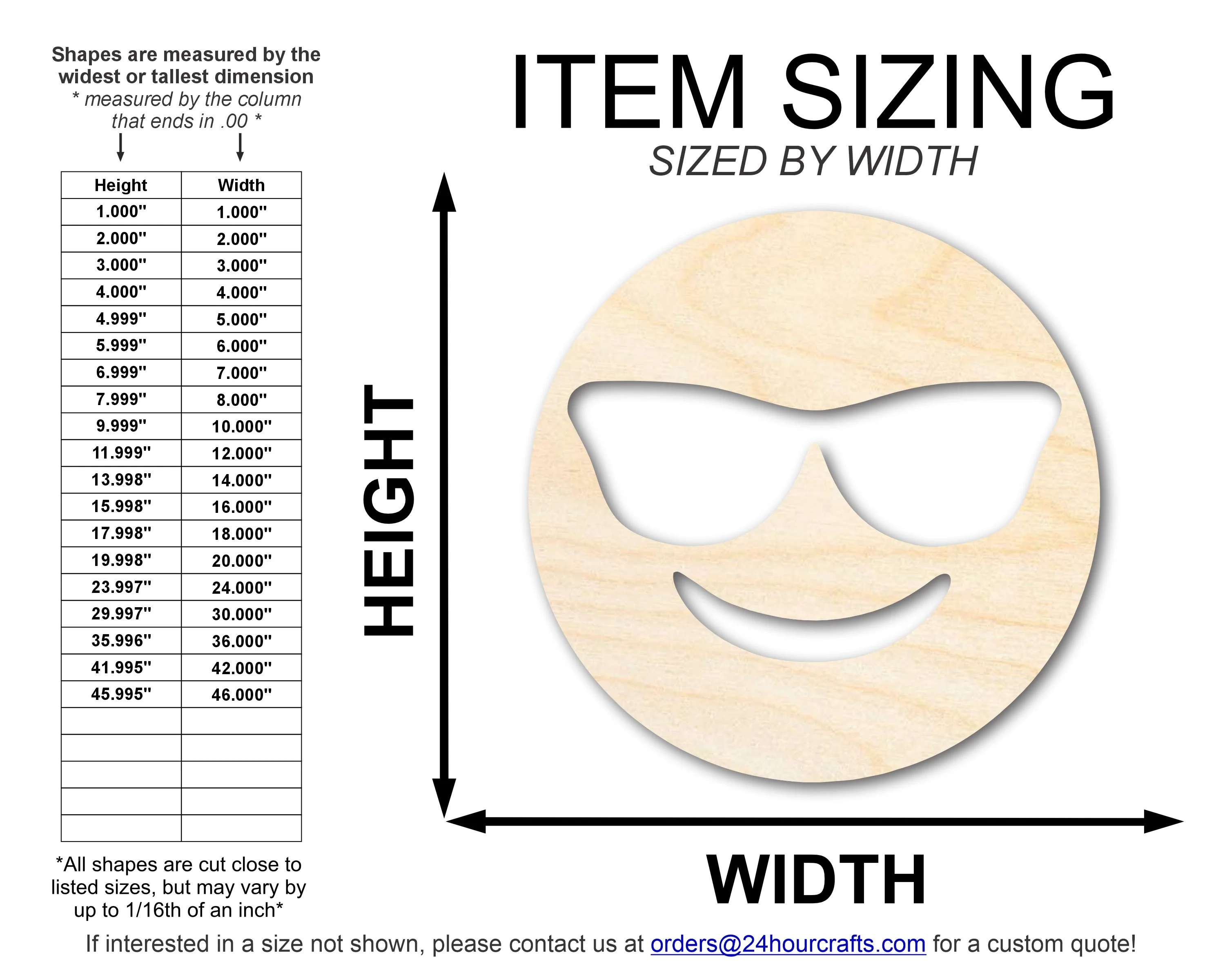 Unfinished Wood Sunglass Face Shape | DIY Craft Cutout | up to 46" DIY - Image 2