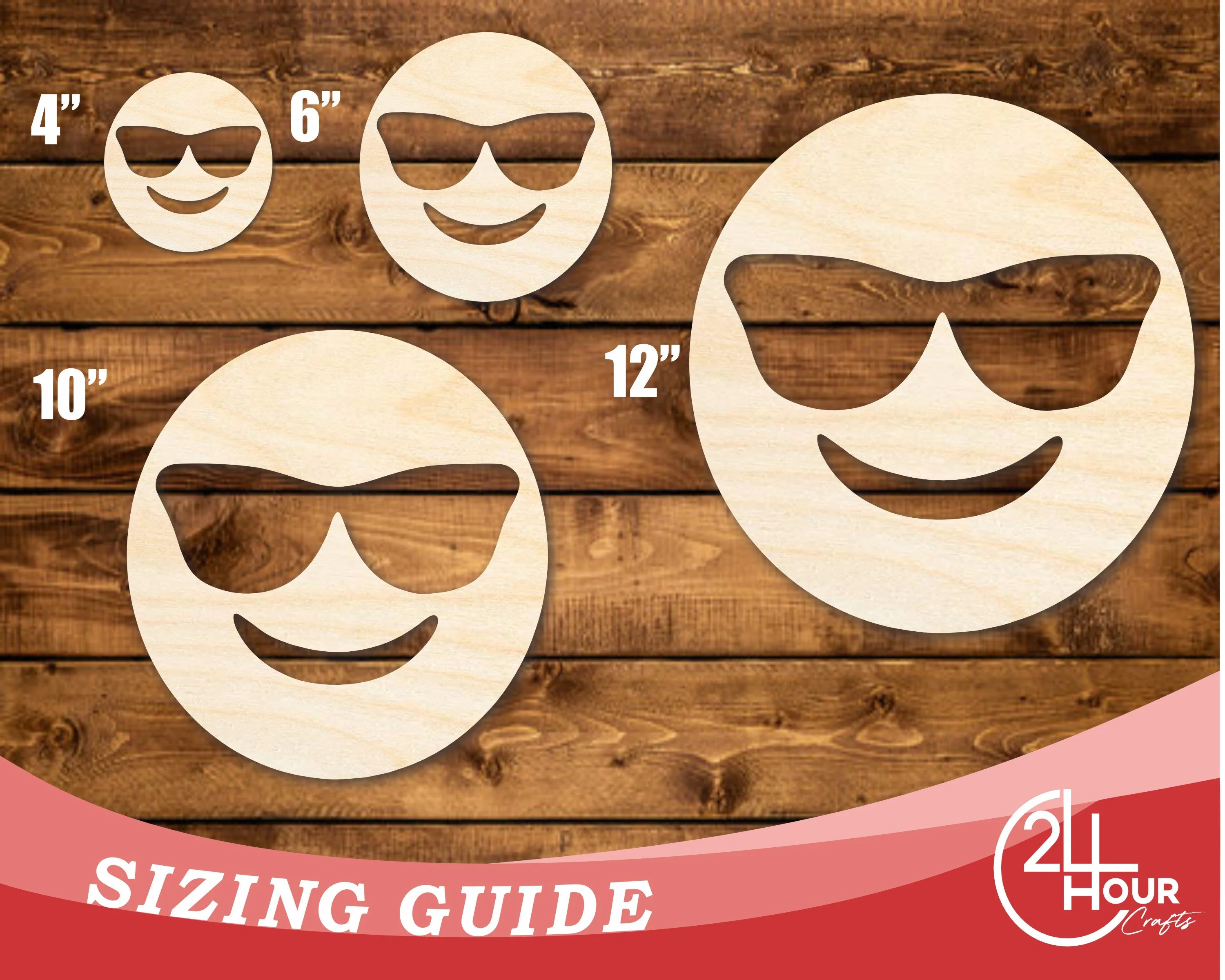 Unfinished Wood Sunglass Face Shape | DIY Craft Cutout | up to 46" DIY - Image 3