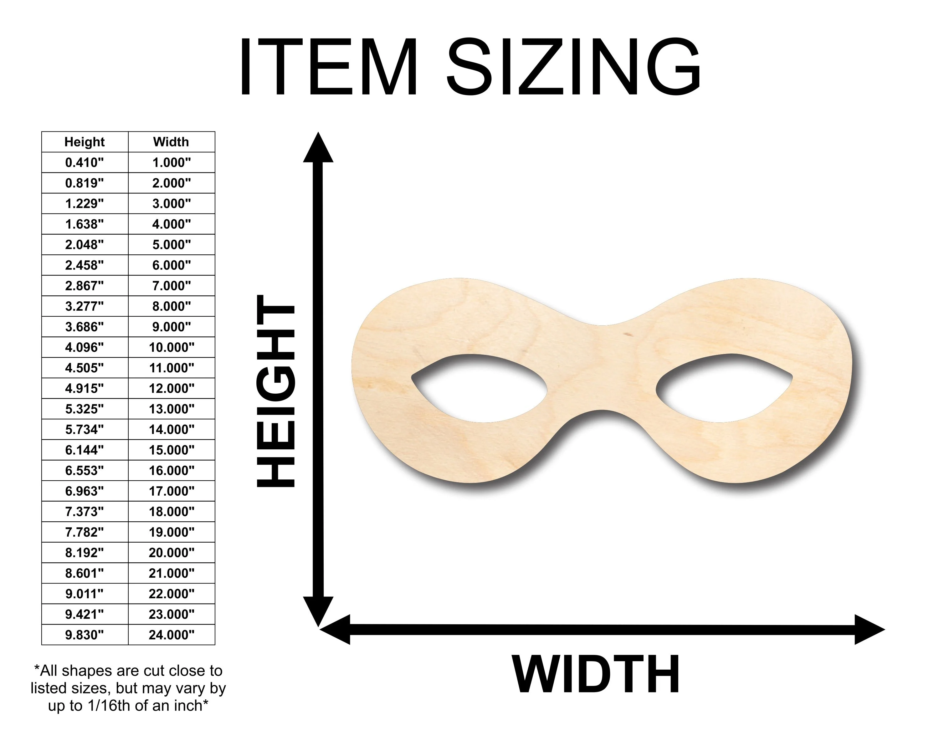 Unfinished Wood Super Hero Mask Shape - Craft - up to 46" DIY - Image 2