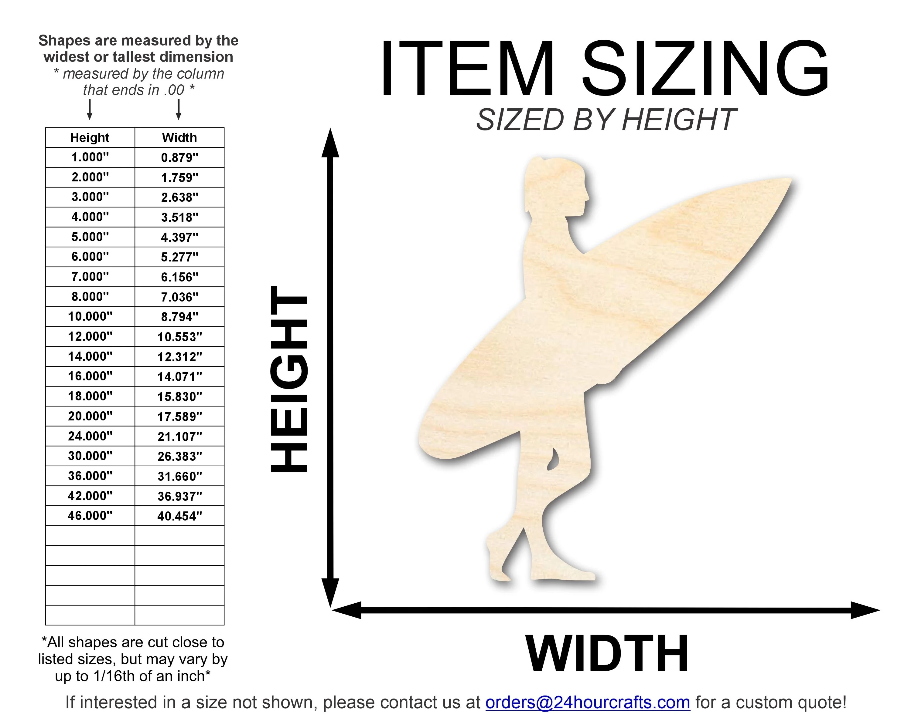 Unfinished Wood Surfer Girl Shape | DIY Craft Cutout | up to 46" DIY - Image 2