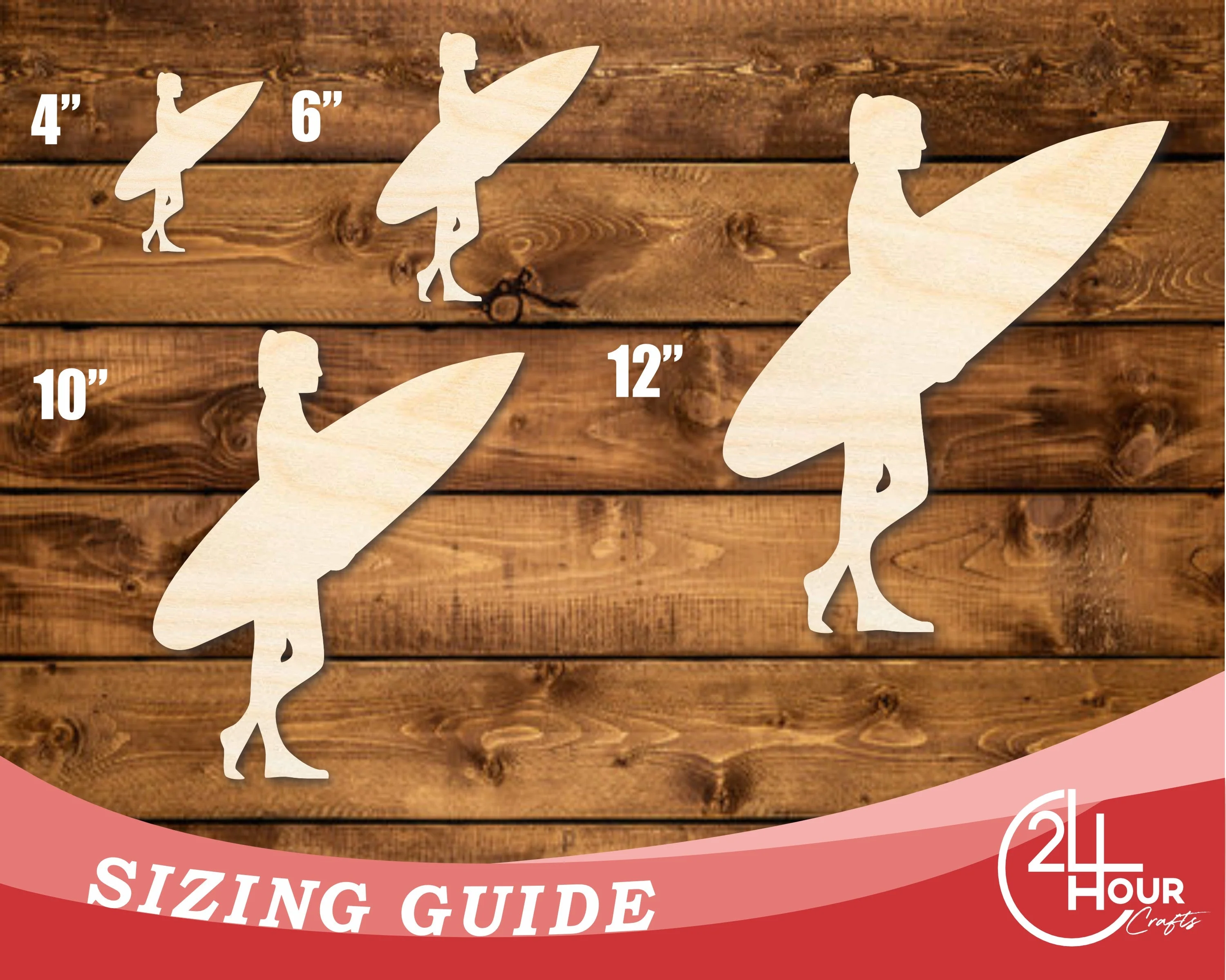 Unfinished Wood Surfer Girl Shape | DIY Craft Cutout | up to 46" DIY - Image 3
