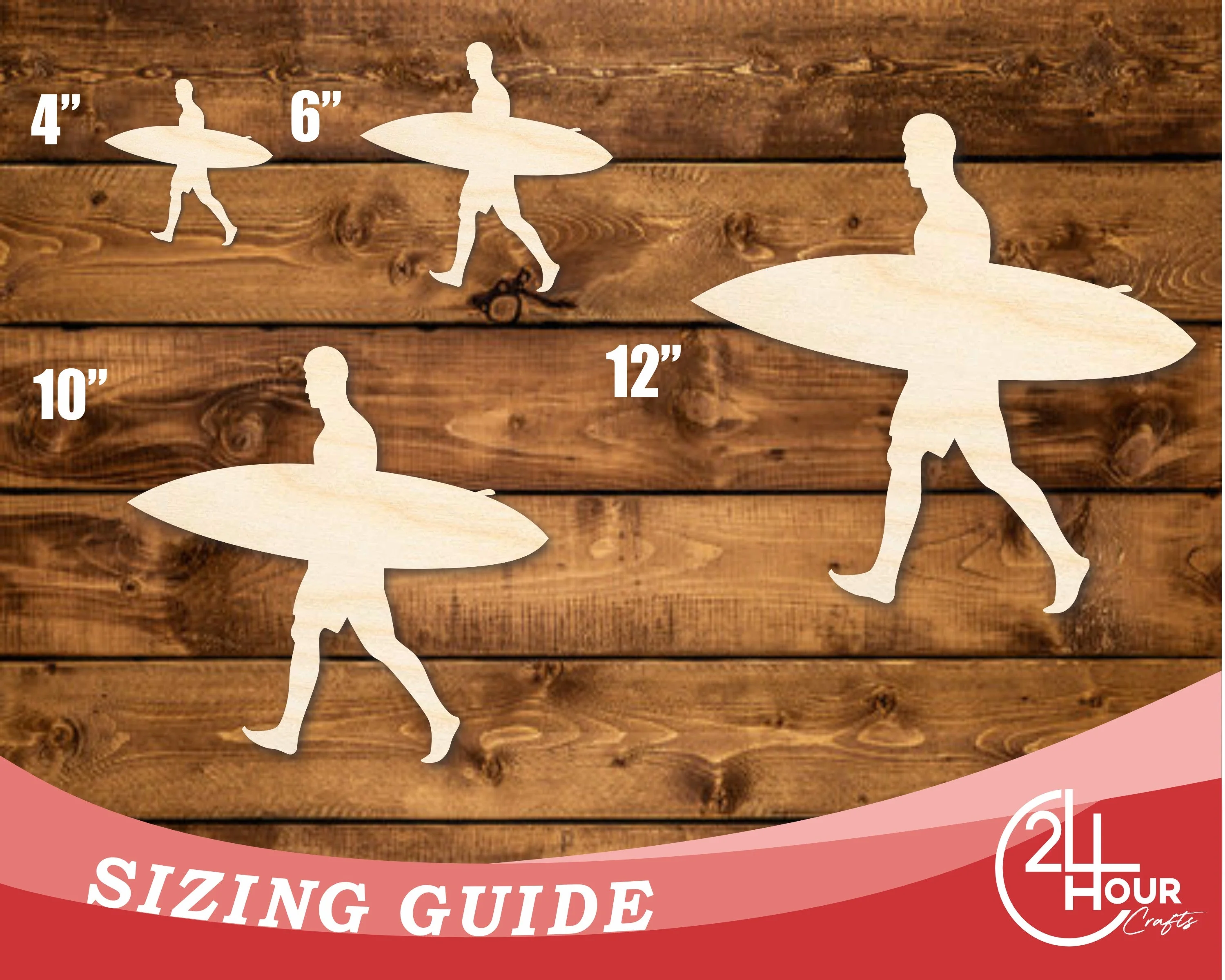 Unfinished Wood Surfer Guy Shape | DIY Craft Cutout | up to 46" DIY - Image 3