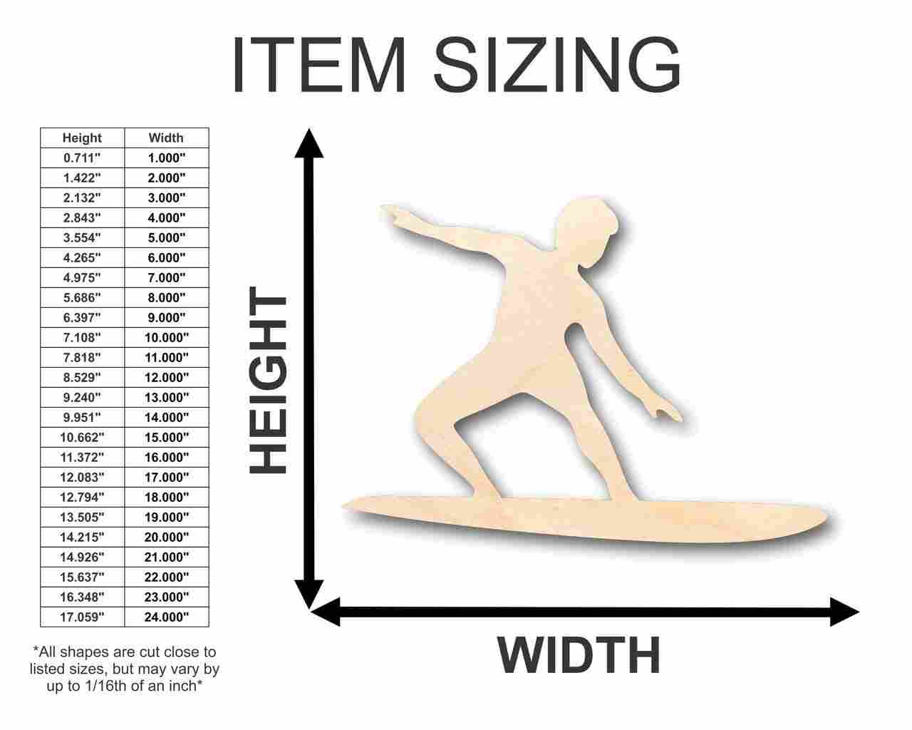 Unfinished Wood Surfer Shape - Surfing - Ocean - Beach - Nursery - Craft - up to 46" DIY - Image 2