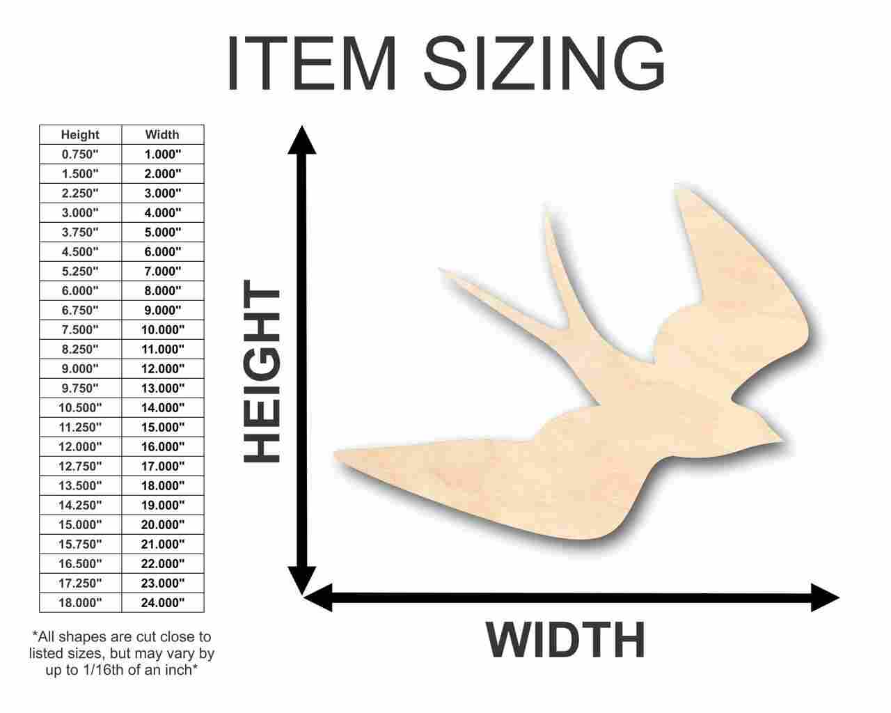 Unfinished Wood Swallow Shape - Bird Animal - Craft - up to 46" DIY - Image 2