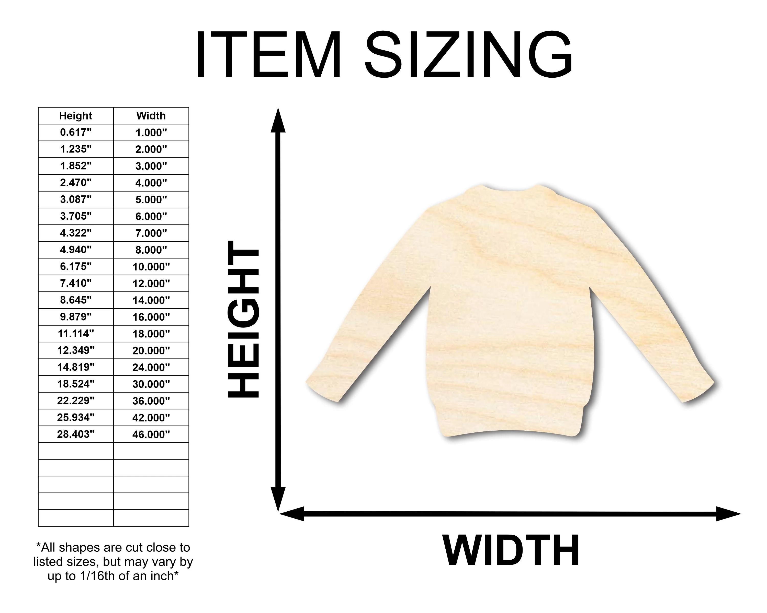 Unfinished Wood Sweater Shape - Clothing Craft - up to 46" DIY - Image 2
