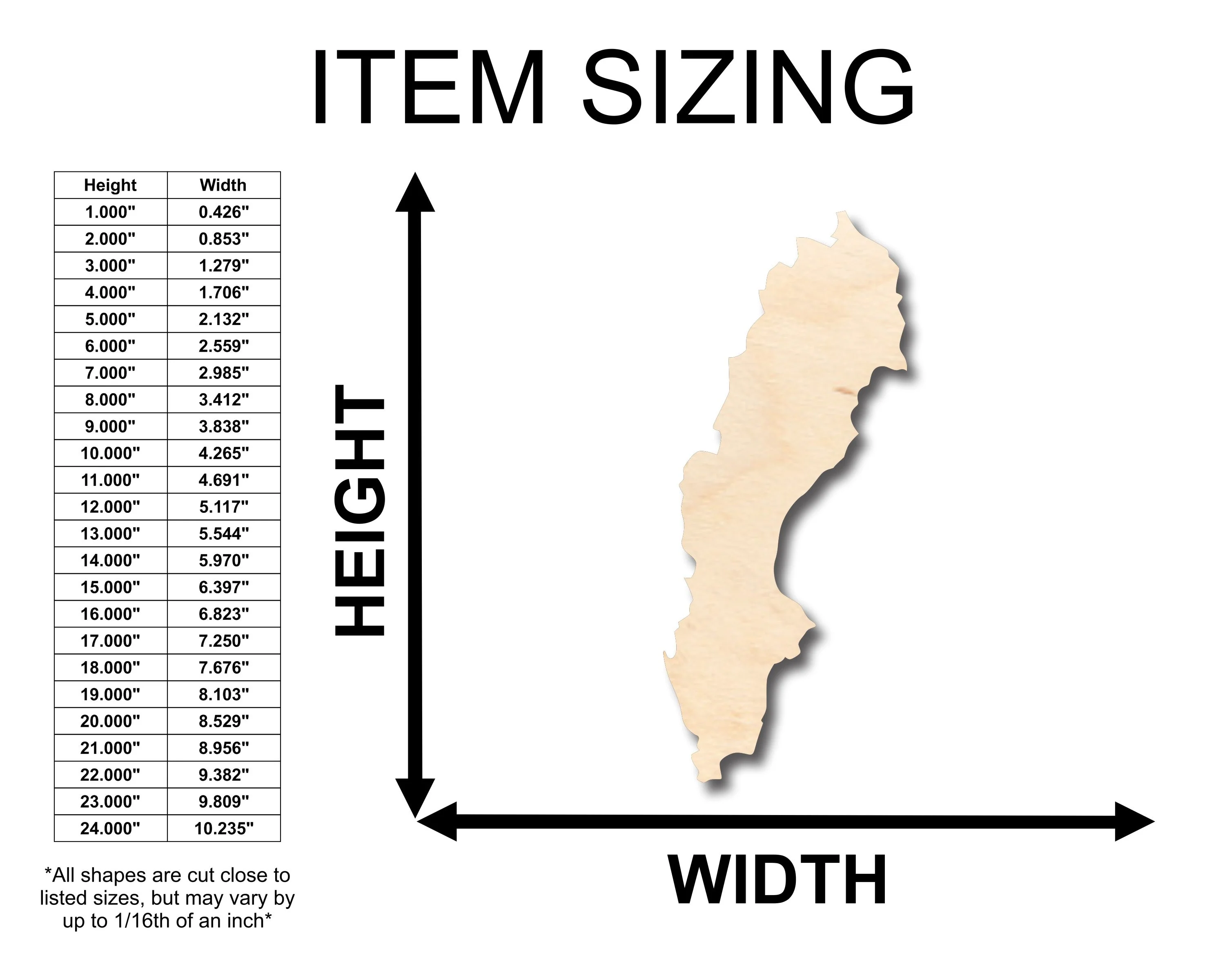 Unfinished Wood Sweden Country Shape - Craft - up to 46" DIY - Image 2