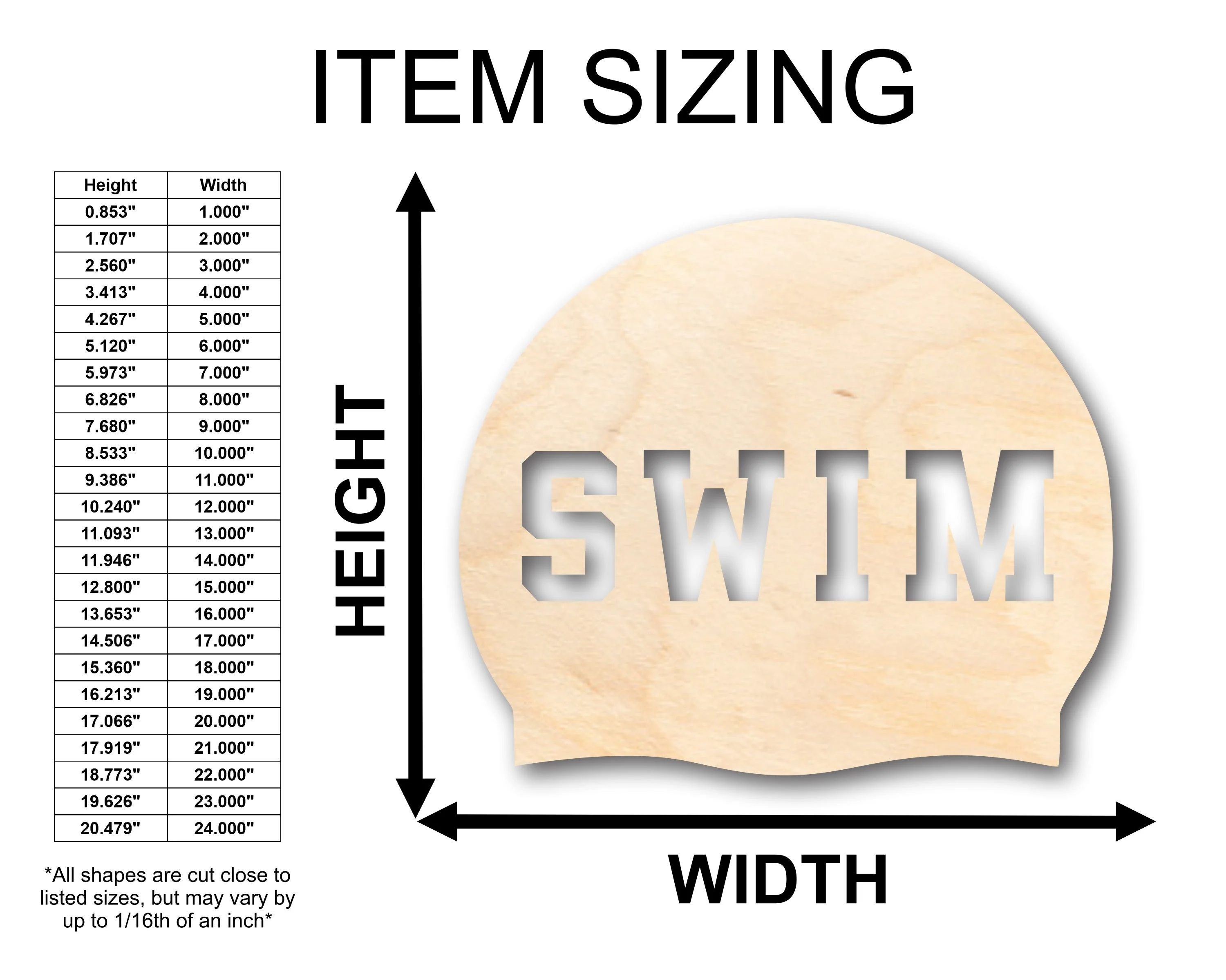 Unfinished Wood Swim Cap Shape - Craft - up to 46" DIY - Image 2