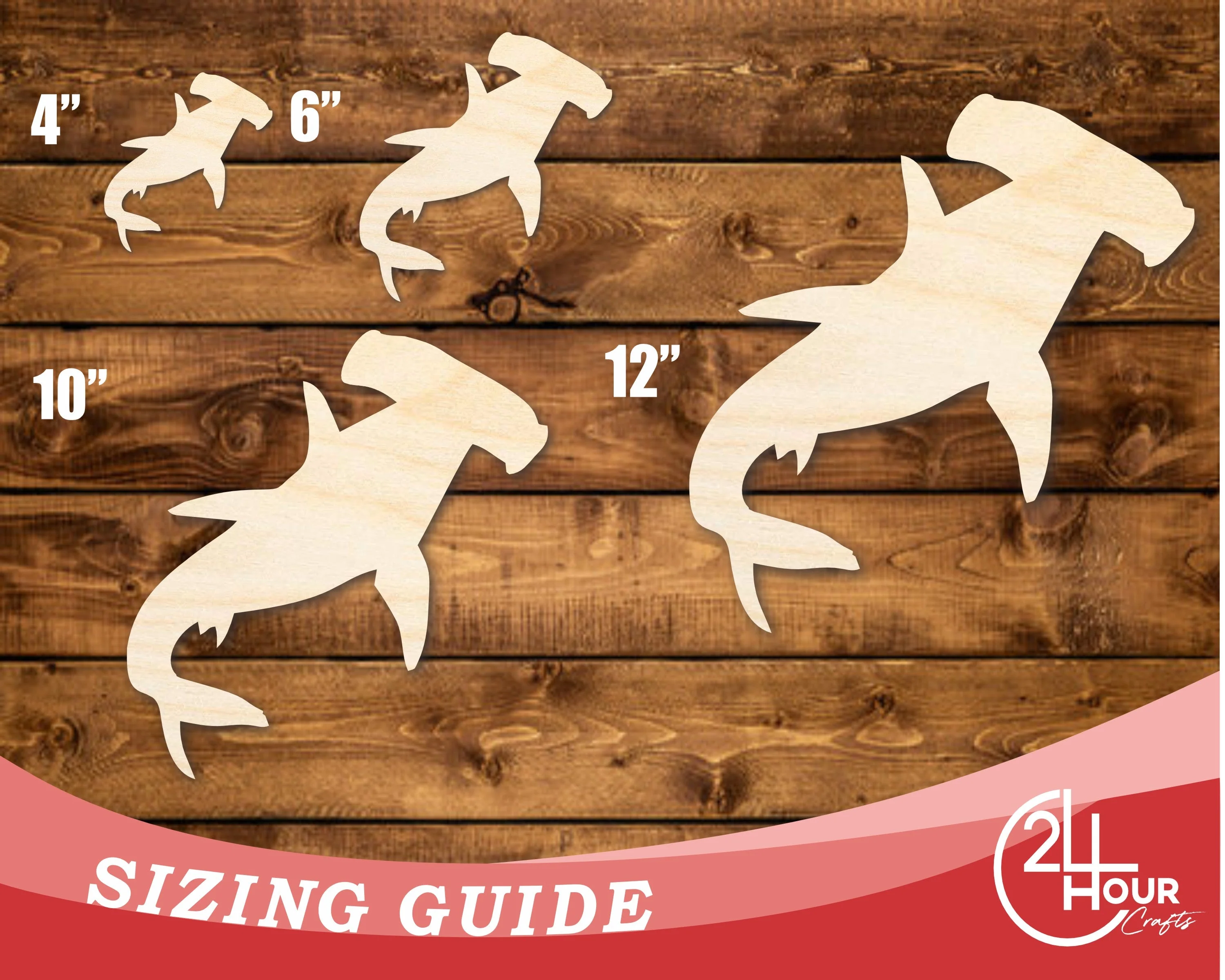 Unfinished Wood Swimming Hammer Head Shark Shape | DIY Craft Cutout | up to 46" DIY - Image 3