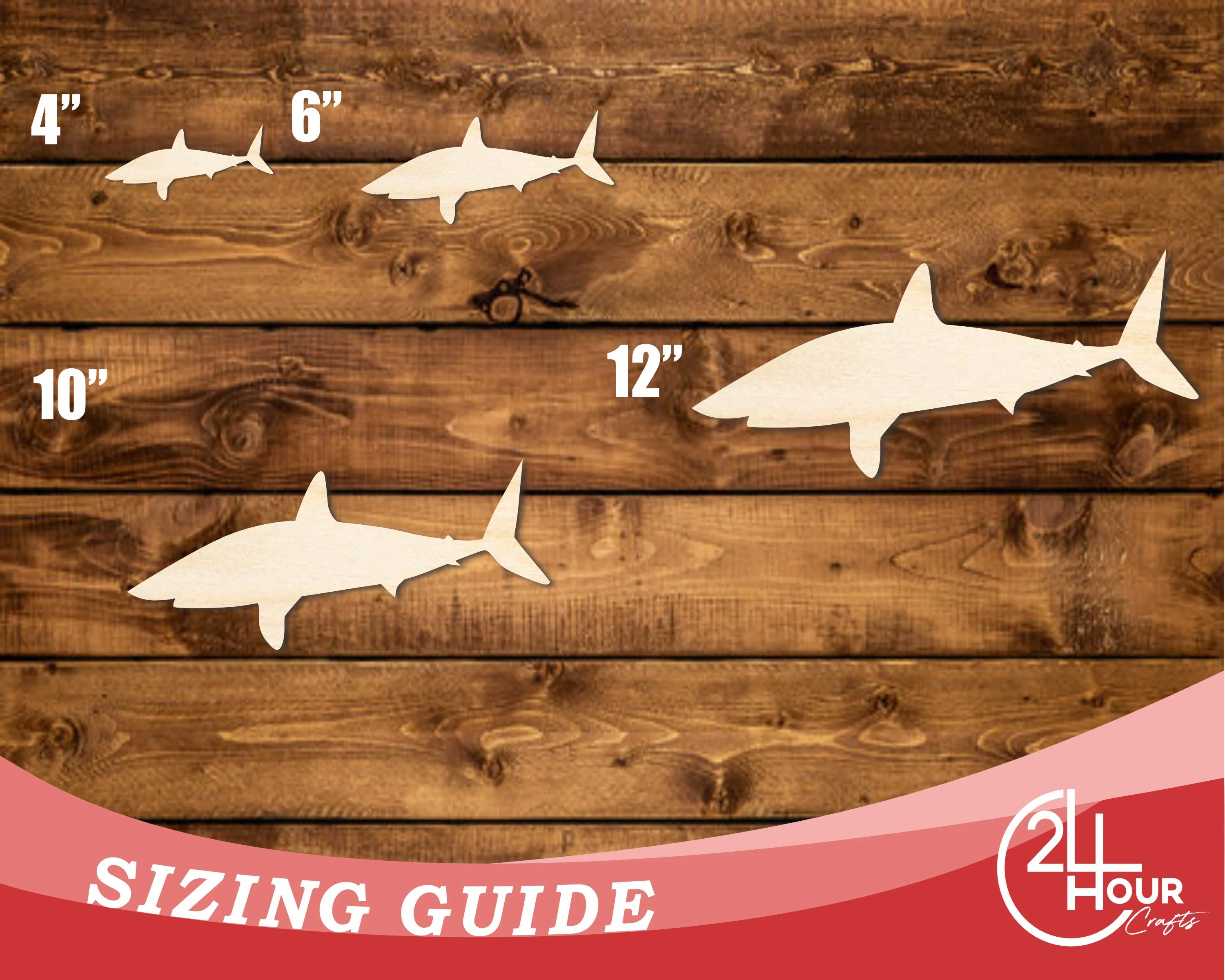 Unfinished Wood Swimming  Sand Tiger Shark Shape | DIY Craft Cutout | up to 46" DIY - Image 3