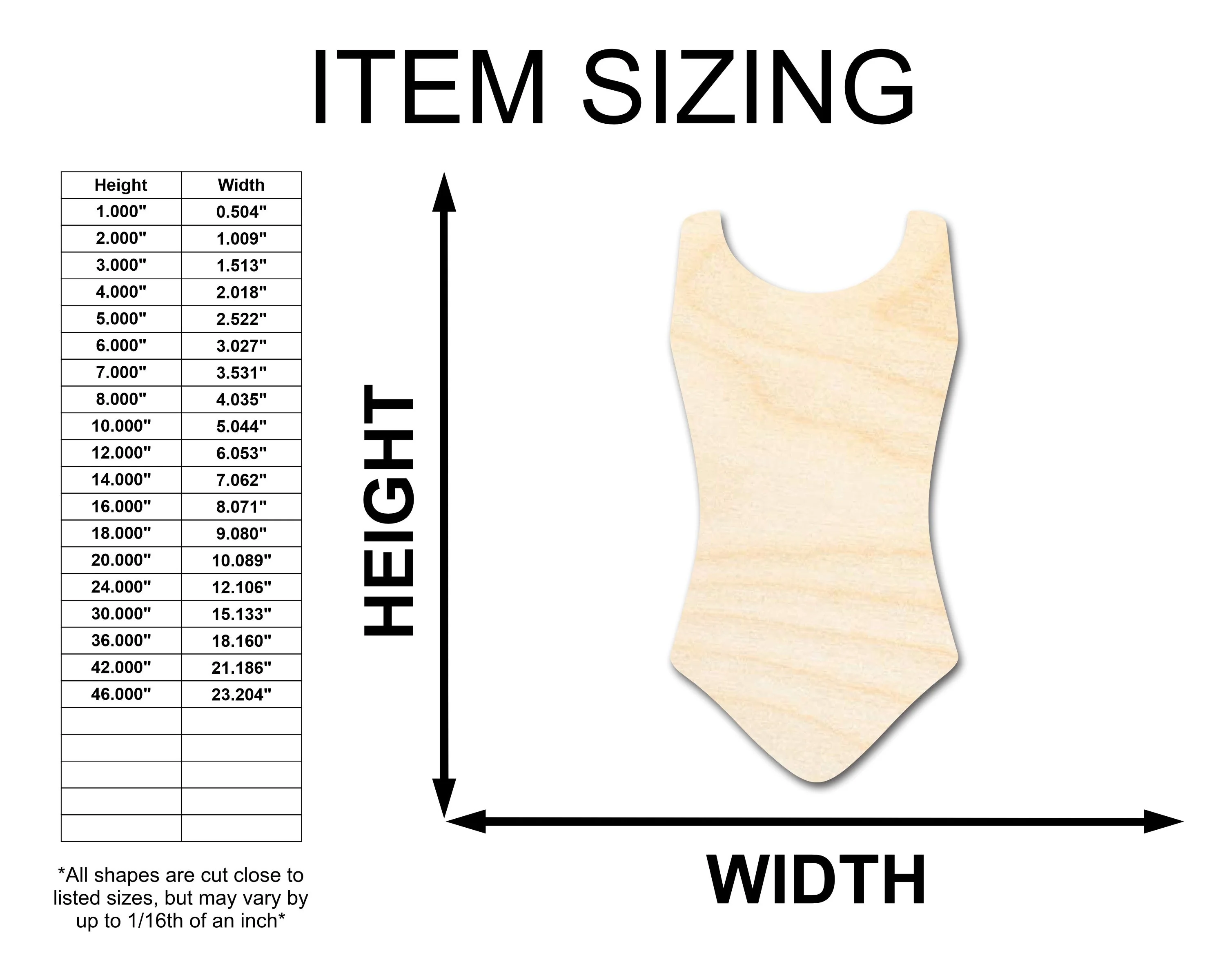 Unfinished Wood Swimsuit Shape | Craft Cutout | up to 46" DIY - Image 2