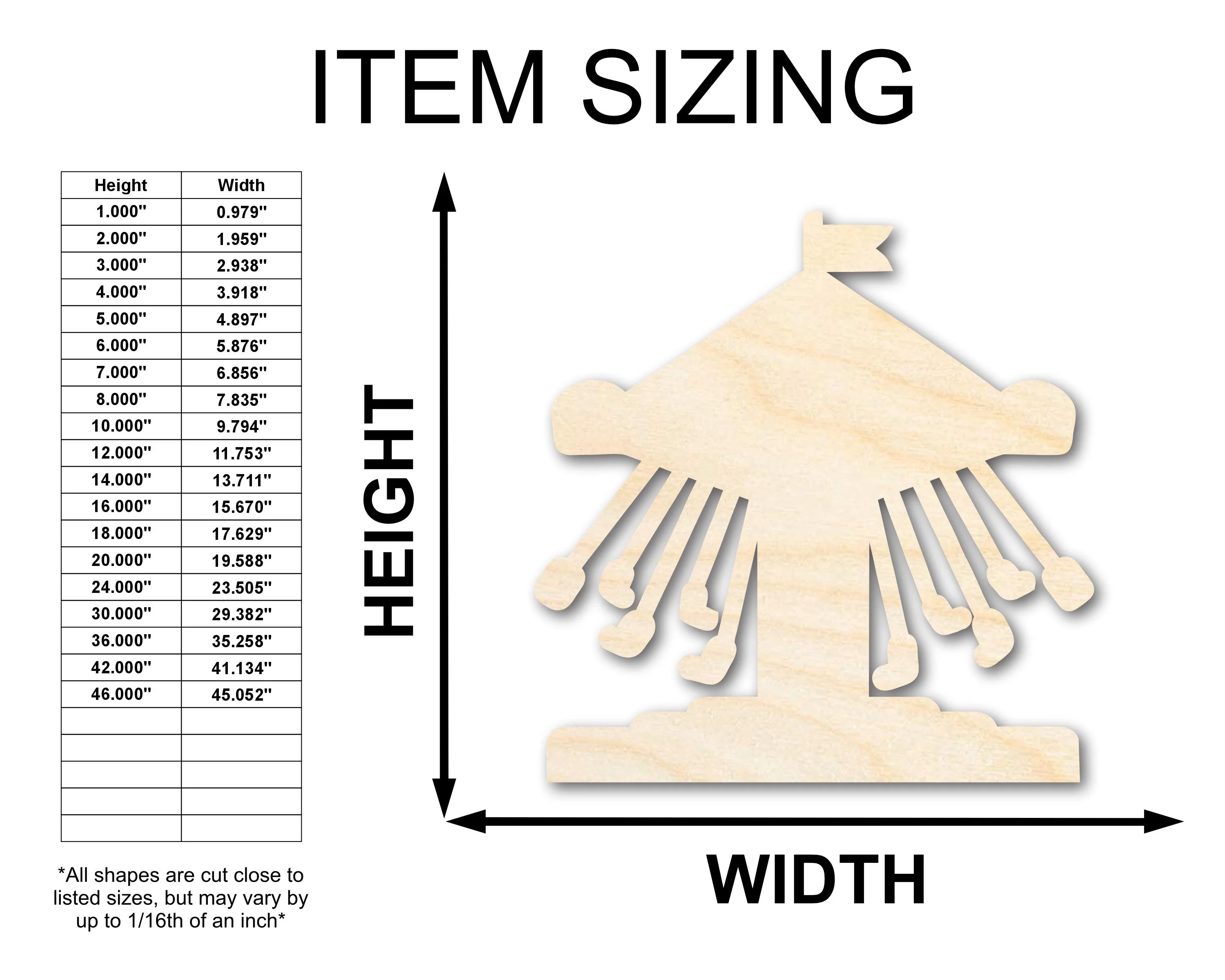 Unfinished Wood Swings Ride Shape | Amusement Park | Craft Cutout | up to 46" DIY - Image 2