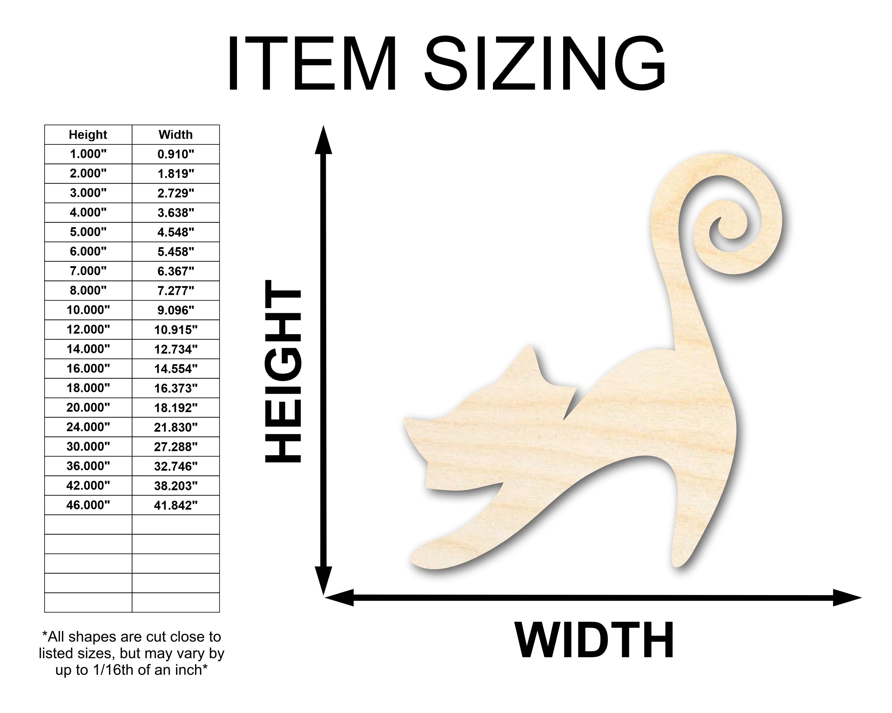 Unfinished Wood Swirly Cat Shape - Craft - up to 46" - Image 2