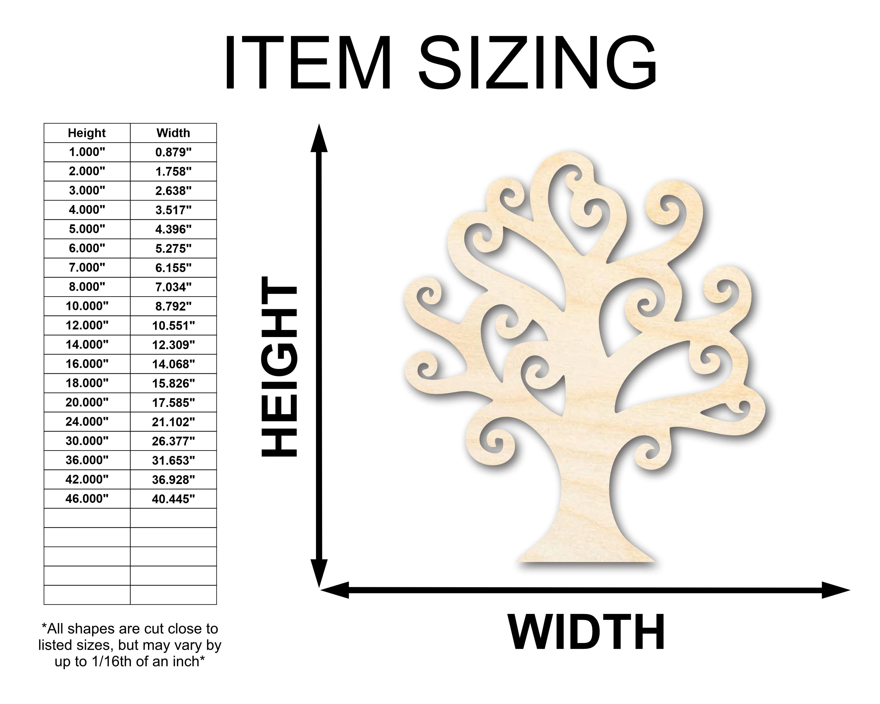 Unfinished Wood Swirly Tree Shape - Craft - up to 46" - Image 2