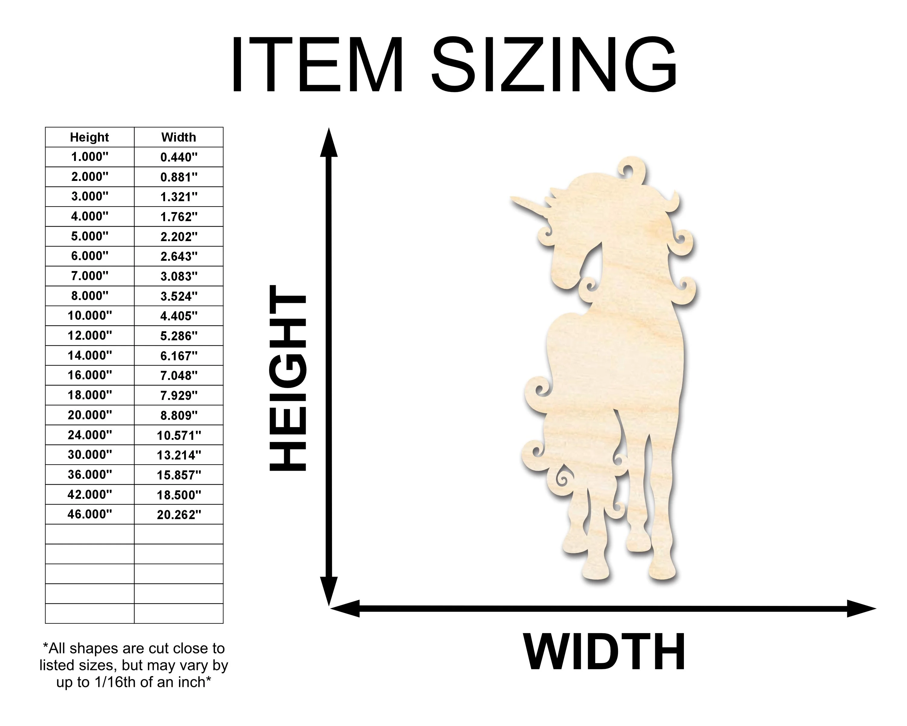 Unfinished Wood Swirly Unicorn Silhouette | DIY Mythical Craft Cutout | up to 46" DIY - Image 2