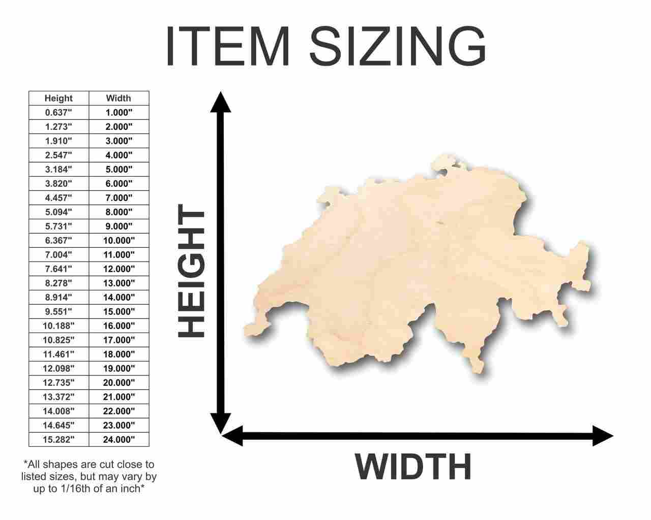 Unfinished Wood Switzerland Shape - Country - Craft - up to 46" DIY - Image 2