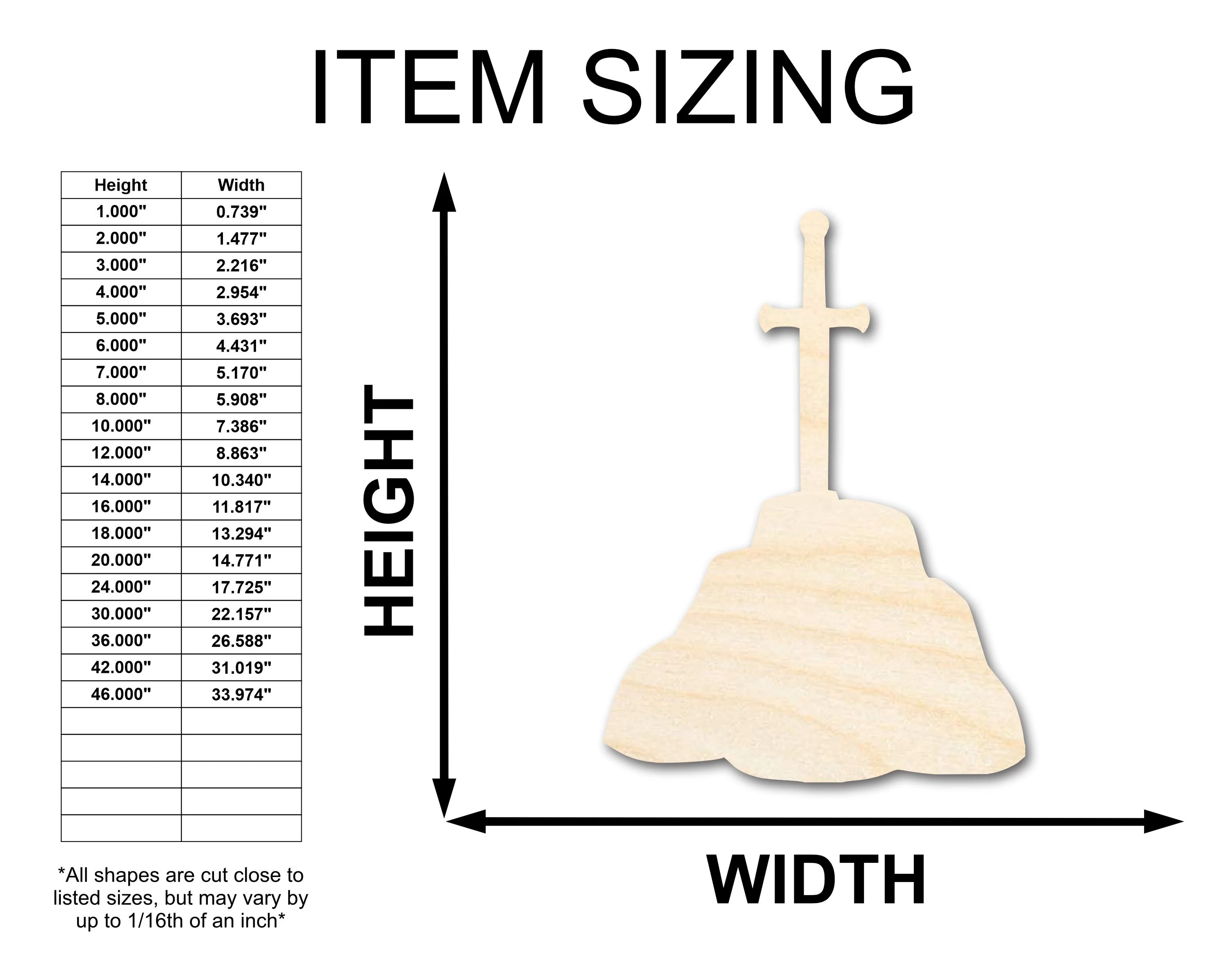 Unfinished Wood Sword in Stone Shape - Craft - up to 46" - Image 2