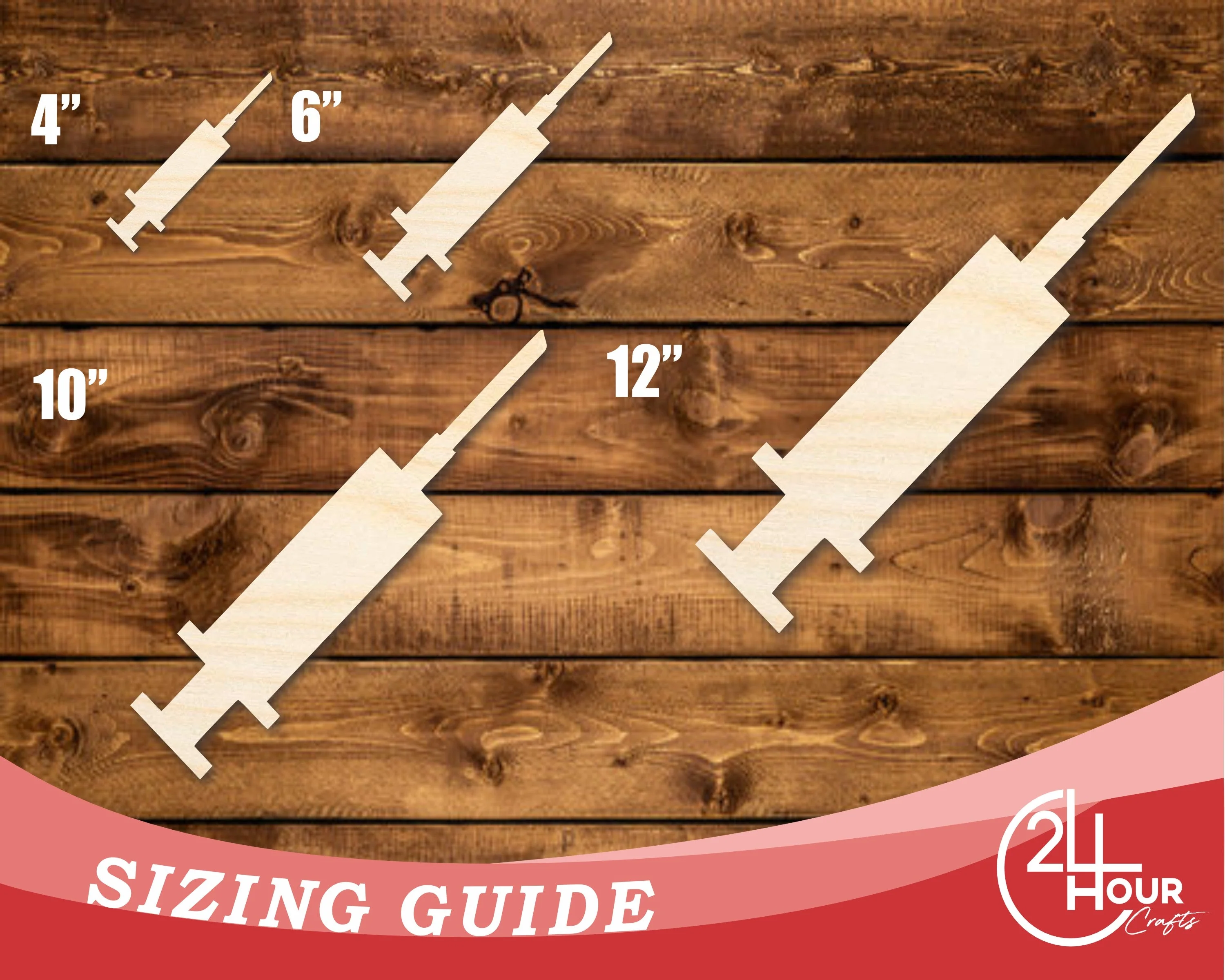 Unfinished Wood Syringe Shape | DIY Craft Cutout | up to 46" DIY - Image 3