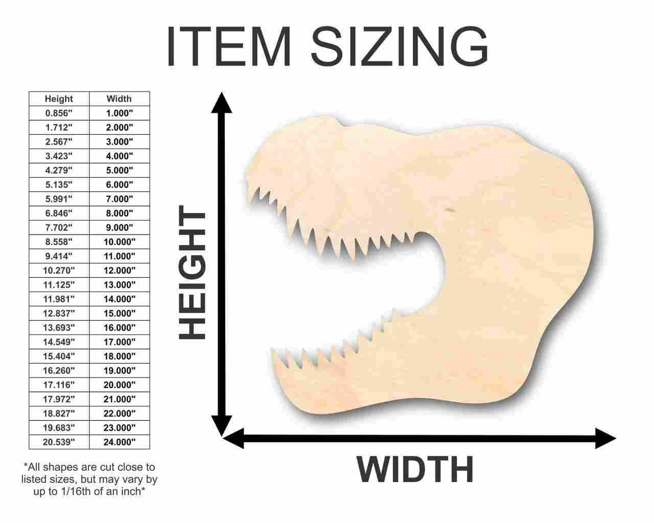 Unfinished Wood T-Rex Head Shape - Jurassic Park - Dinosaur - Craft - up to 46" DIY - Image 2