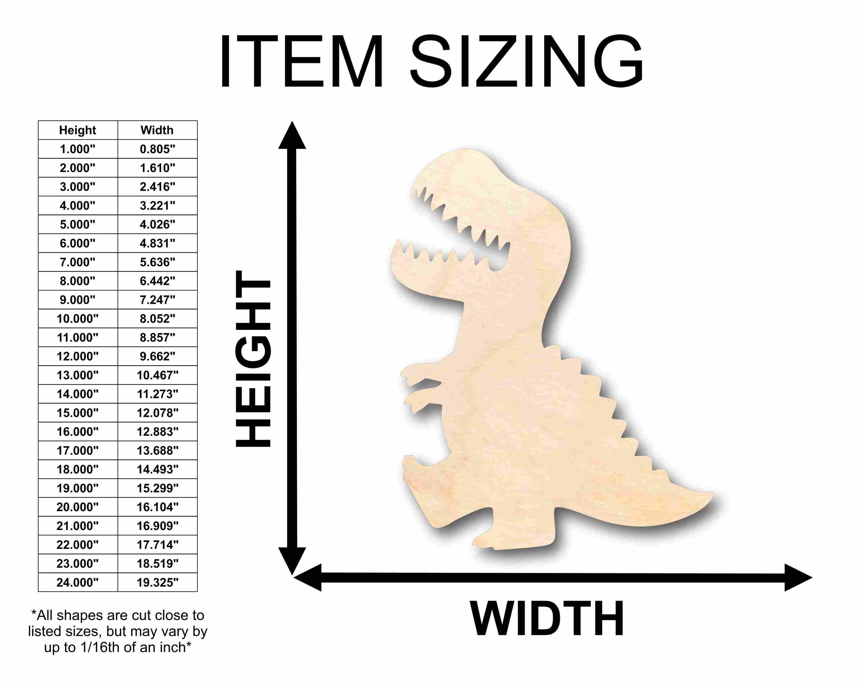 Unfinished Wood T-Rex Silhouette - Craft- up to 46" DIY - Image 2