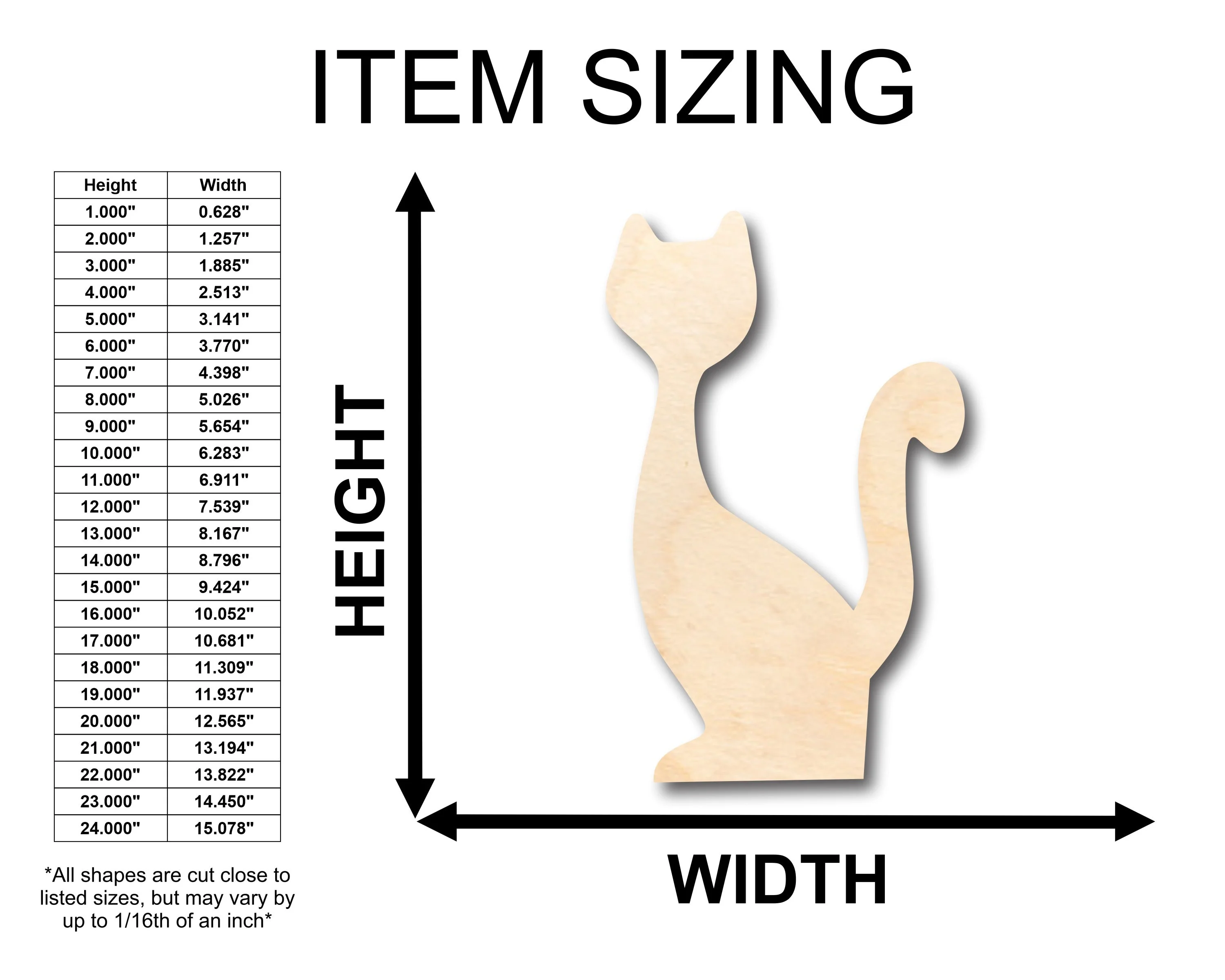 Unfinished Wood Tall Cat Shape - Craft - up to 46" DIY - Image 2