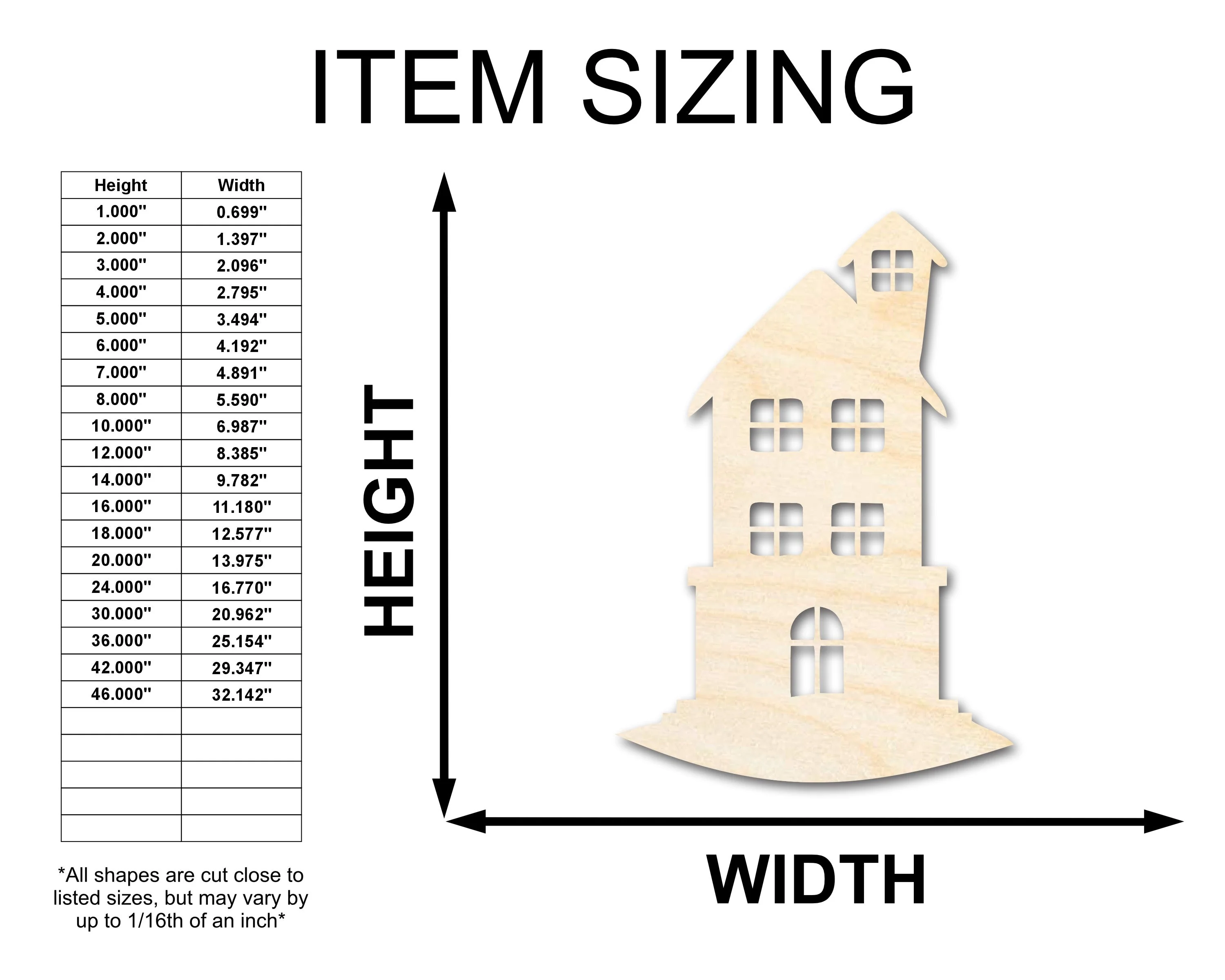 Unfinished Wood Tall House Shape | Craft Cutout | up to 46" DIY - Image 2
