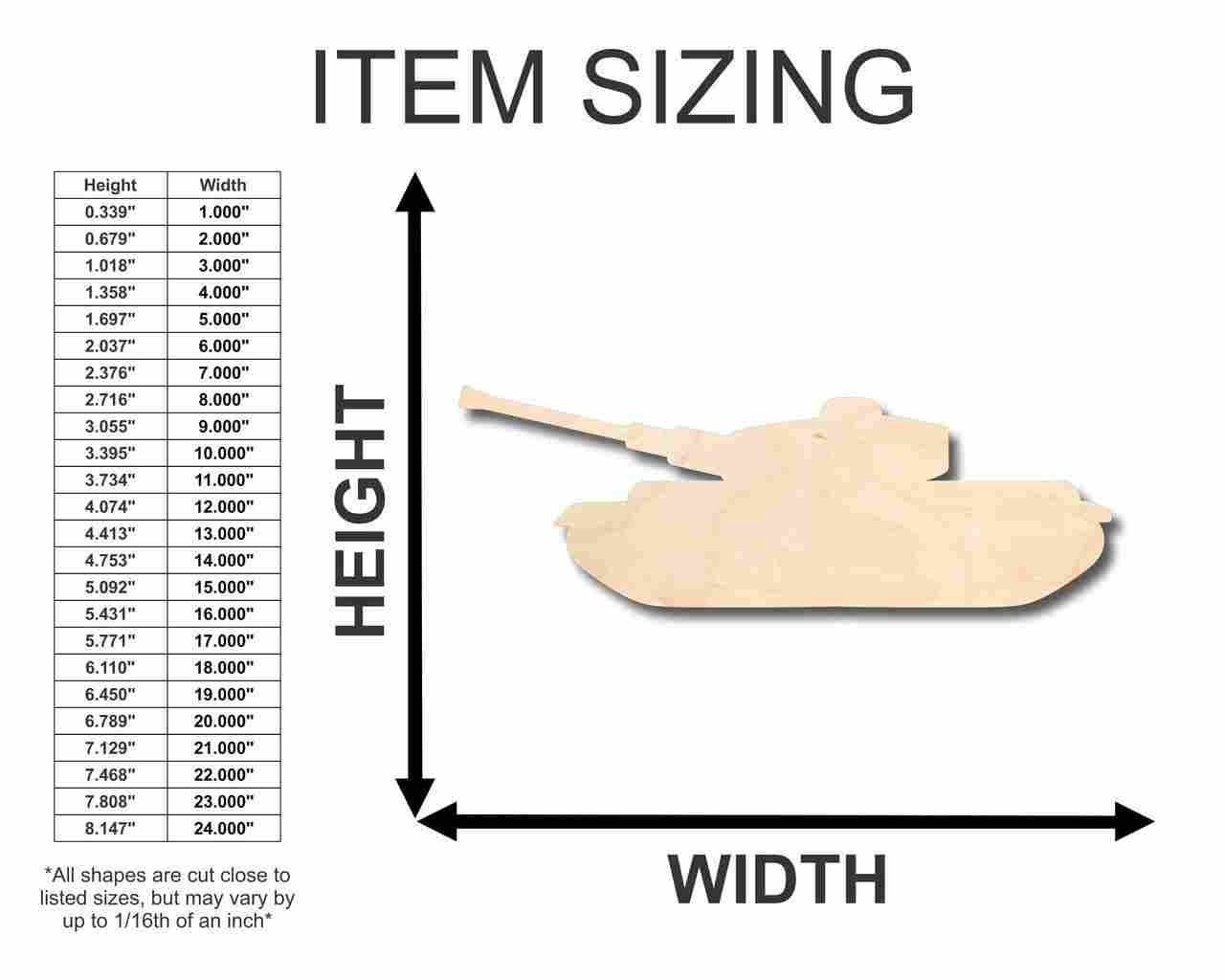 Unfinished Wood Tank Shape - Army - Marines - Military - Craft - up to 46" DIY - Image 2