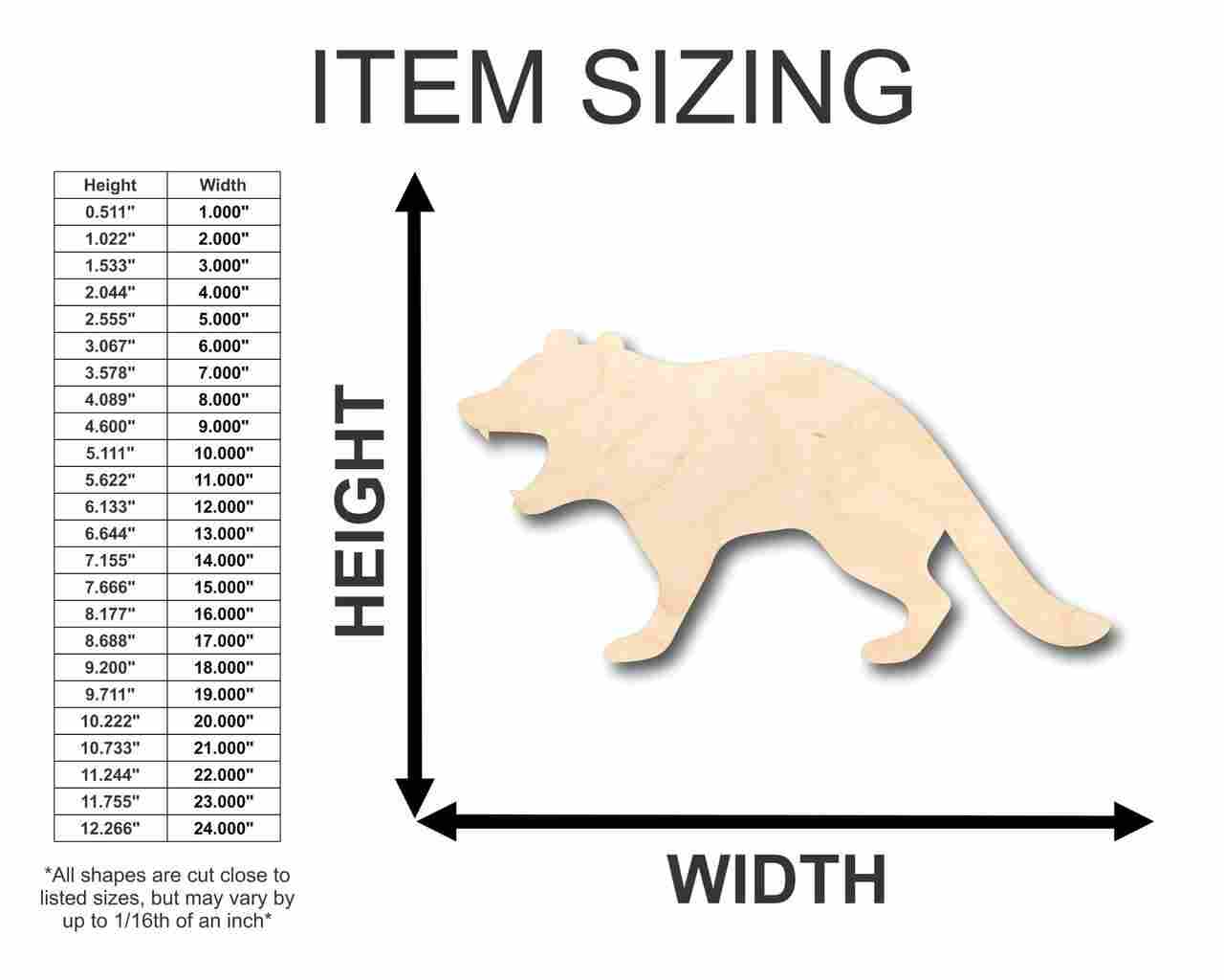 Unfinished Wood Tasmanian Devil Shape - Animal - Craft - up to 46" DIY - Image 2