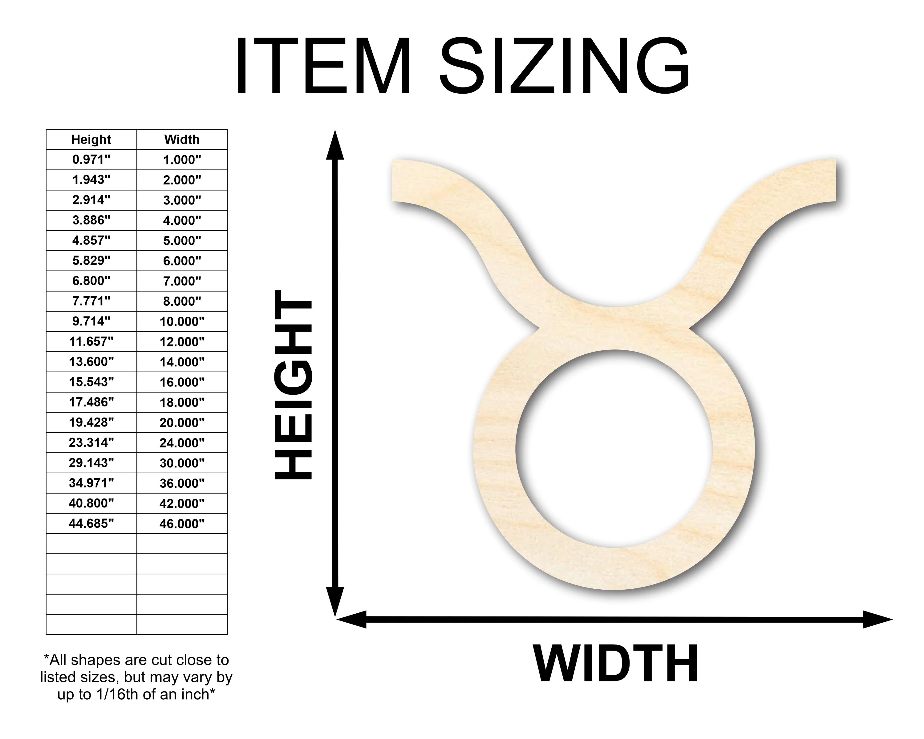 Unfinished Wood Taurus Sign Shape - Zodiac Craft - up to 46" - Image 2