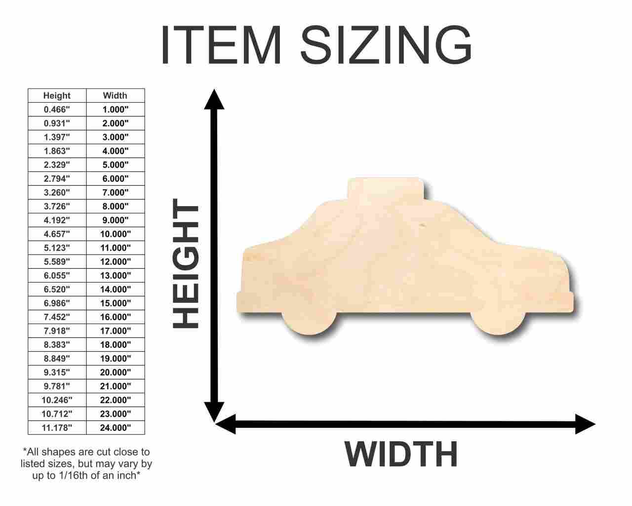 Unfinished Wood Taxi Cab Shape - Craft - up to 46" DIY - Image 2