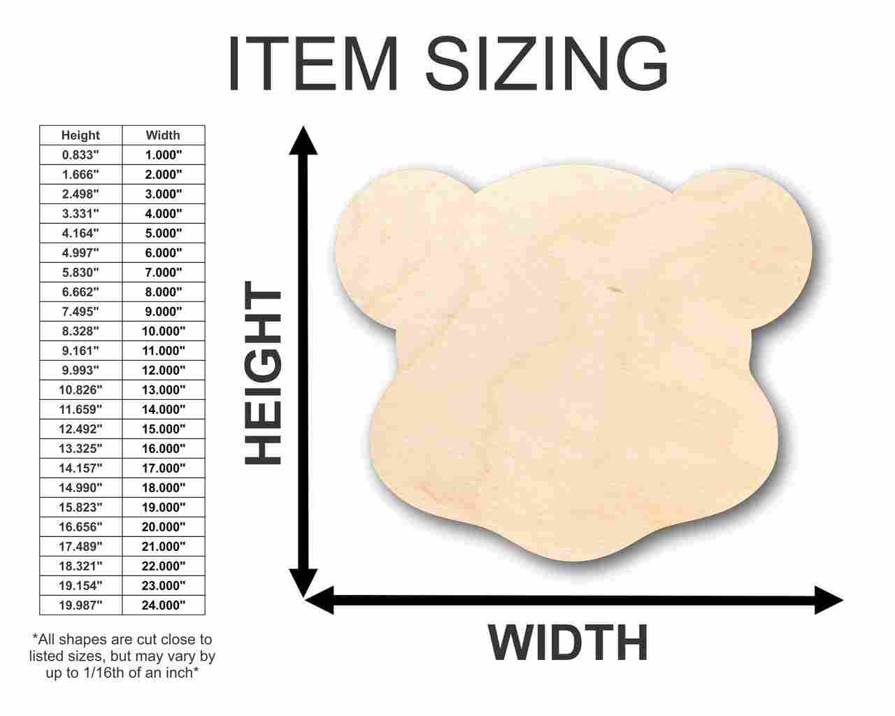 Unfinished Wood Teddy Bear Head Shape - Craft - up to 46" DIY - Image 2