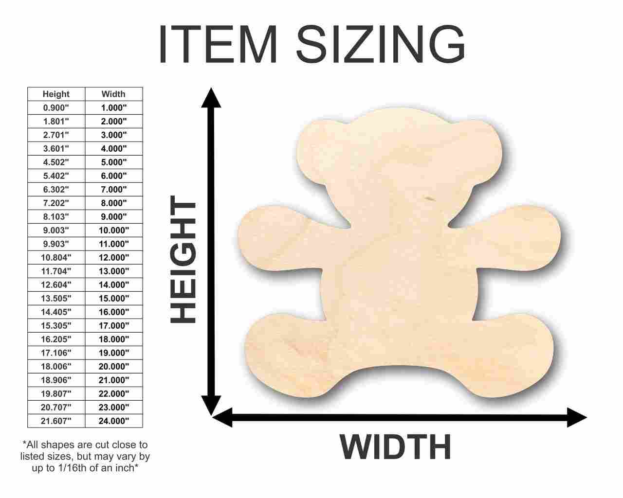 Unfinished Wood Teddy Bear Shape - Craft - up to 46" DIY - Image 2