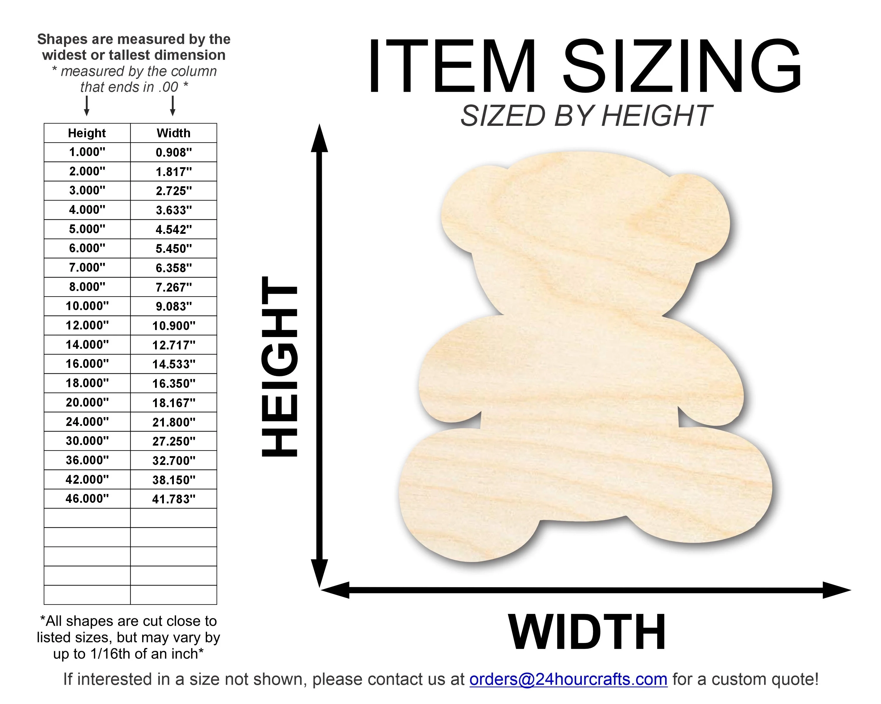 Unfinished Wood Teddy Bear Shape | DIY Craft Cutout | up to 46" DIY - Image 2