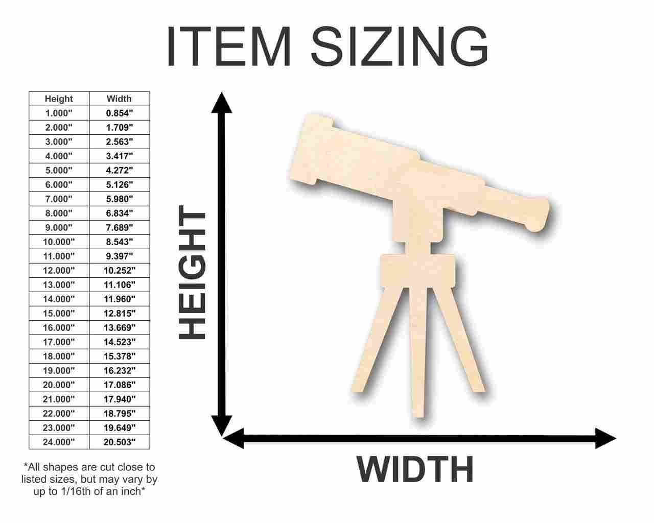 Unfinished Wood Telescope Shape - Kid's Room - Solar System - Planet - Space - Craft - up to 46" DIY - Image 2