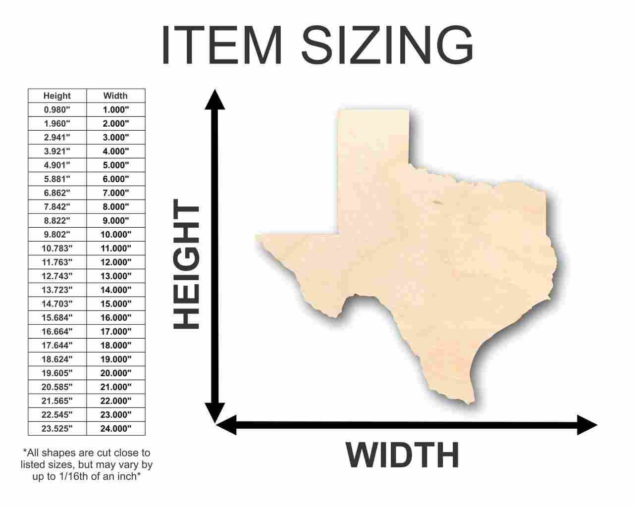 Unfinished Wood Texas Shape - State - Craft - up to 46" DIY - Image 2