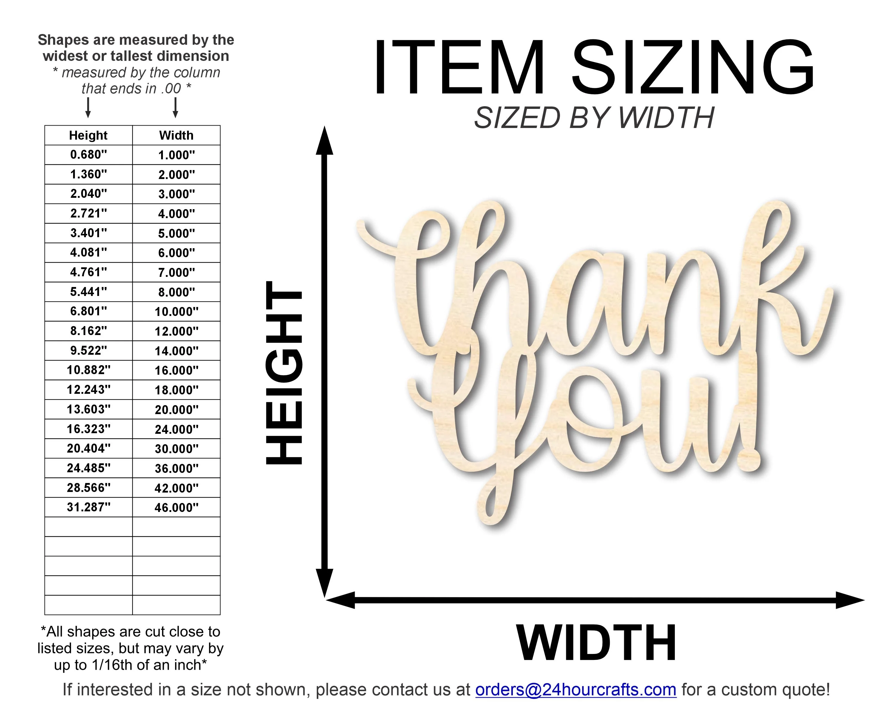 Unfinished Wood Thank You! Outline Shape | DIY Craft Cutout | up to 46" DIY - Image 2