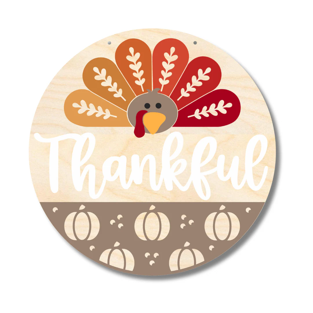 Unfinished Wood Thanksgiving Door Sign Kit | Wood Craft Cutouts | 1/4" Thick | - Image 2