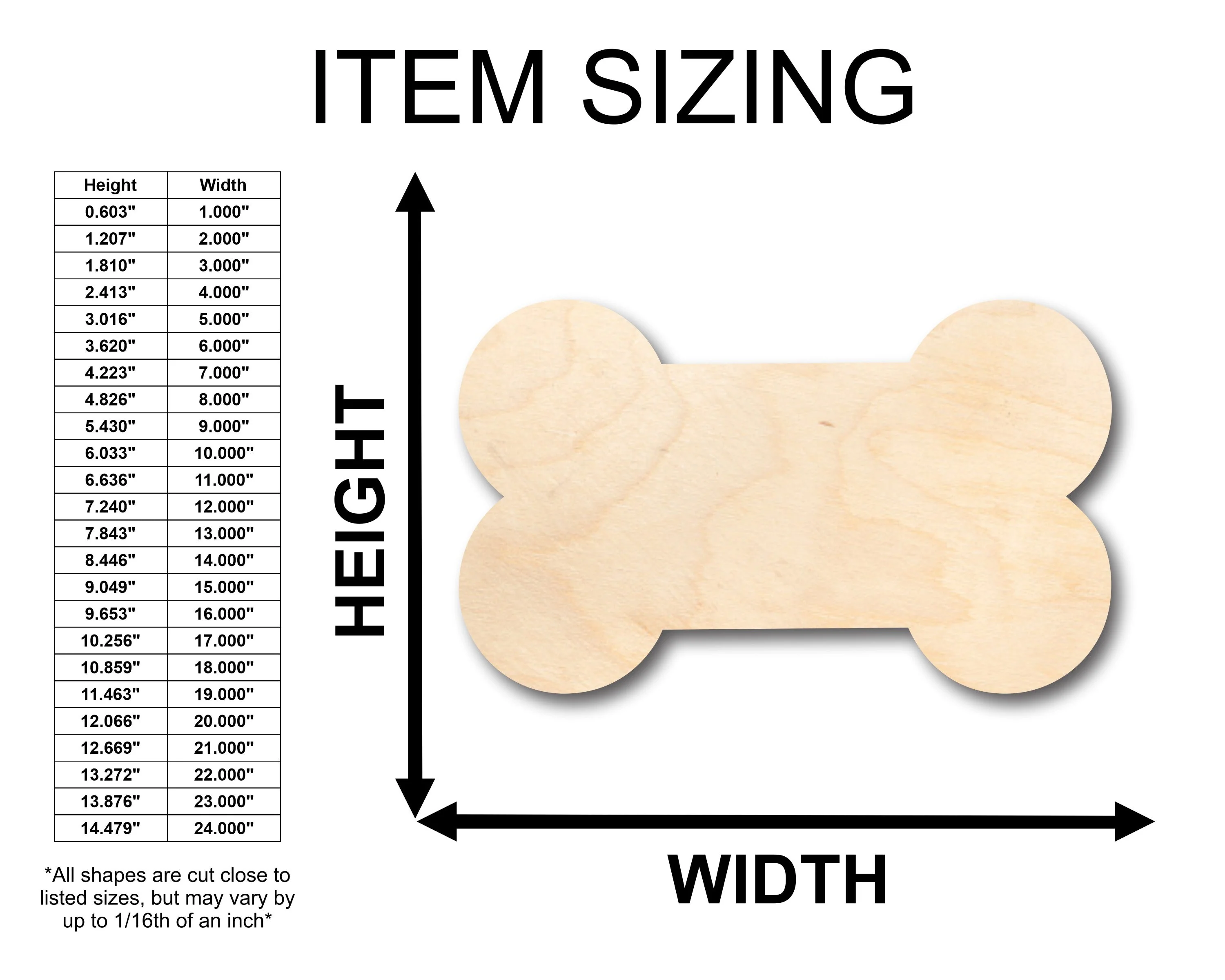 Unfinished Wood Thick Bone Shape - Craft - up to 46" DIY - Image 2