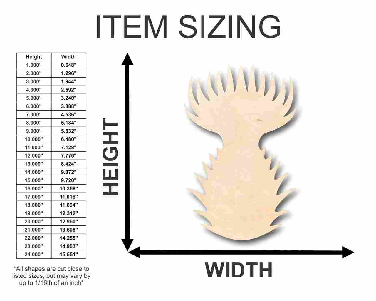 Unfinished Wood Thistle Shape - Spring - Flower - Craft - up to 46" DIY - Image 2