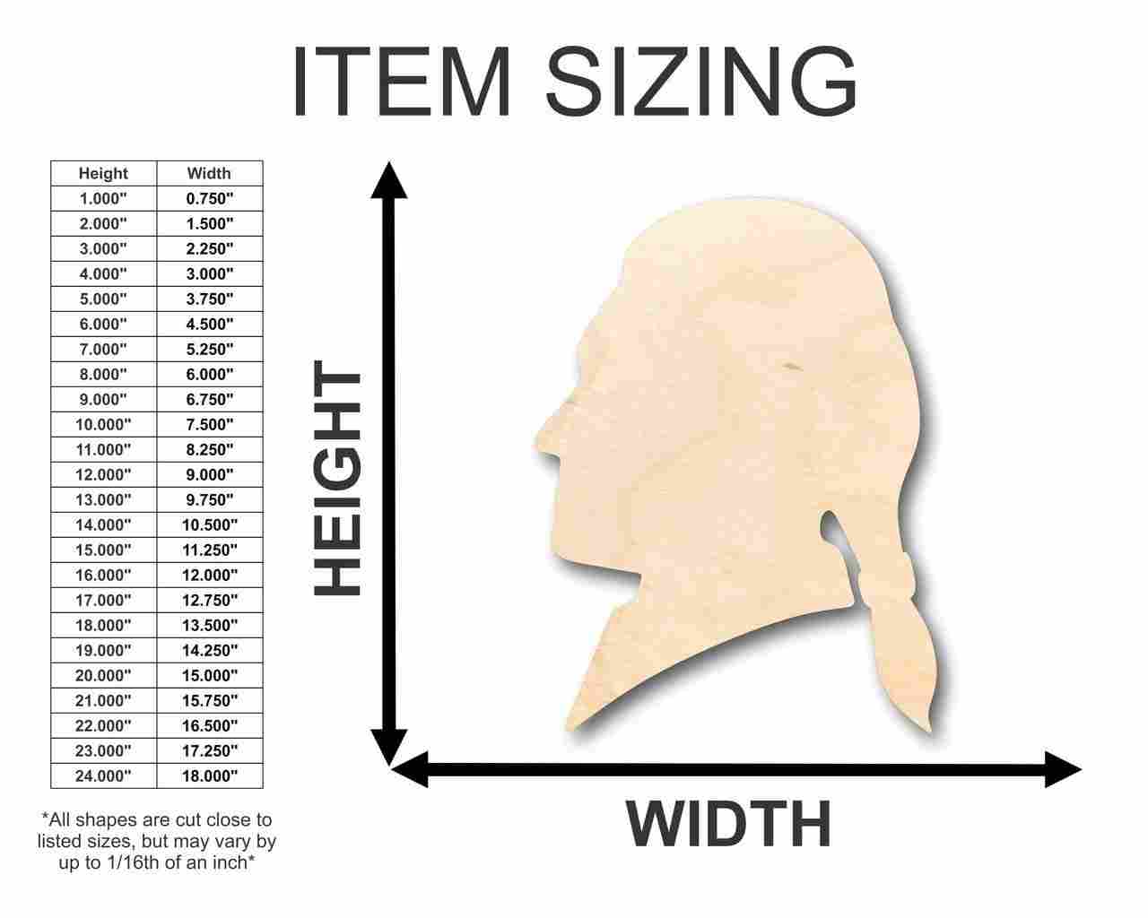 Unfinished Wood Thomas Jefferson Shape - History - America - Craft - up to 46" DIY - Image 2