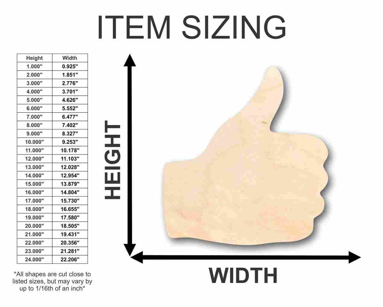 Unfinished Wood Thumbs Up Shape - Craft - up to 46" DIY - Image 2