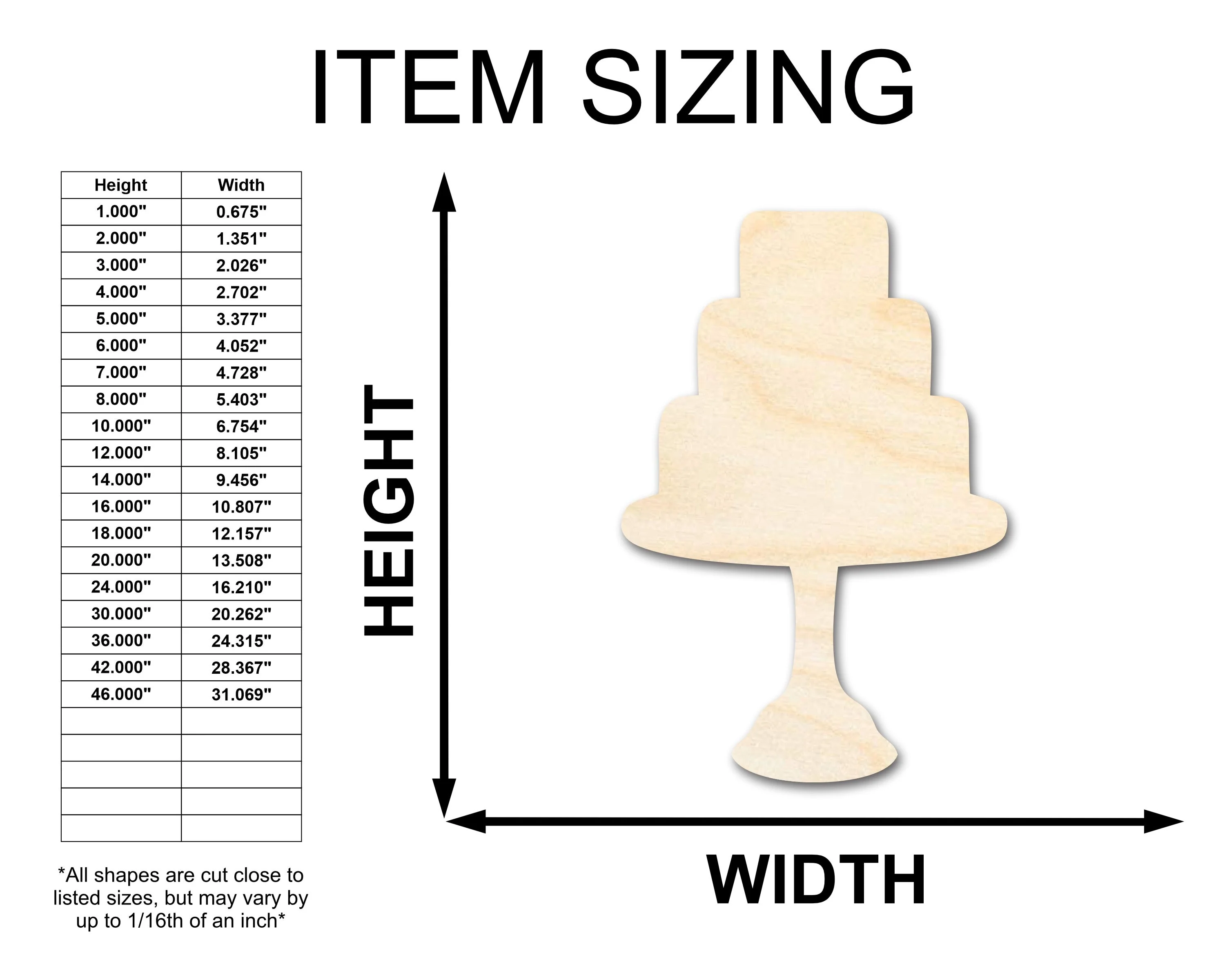 Unfinished Wood Tiered Cake Shape - Craft - up to 46" - Image 2