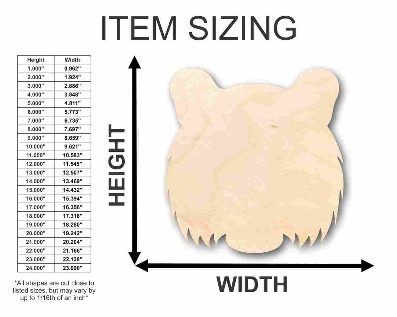 Unfinished Wood Tiger Head Shape - Animal - Wildlife - Craft - up to 46" DIY - Image 2